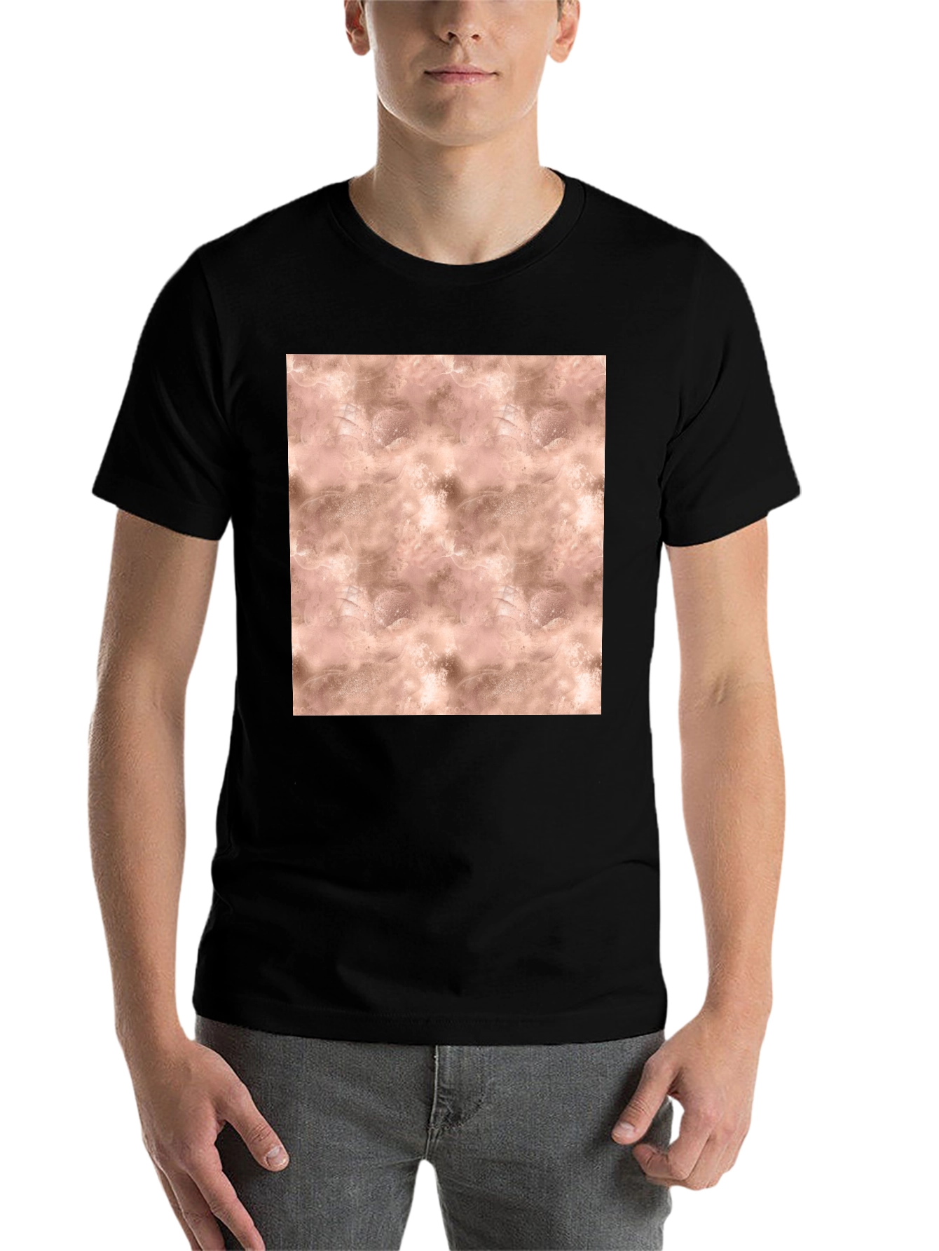 Black Abstract Blush Pattern T-Shirt view 7