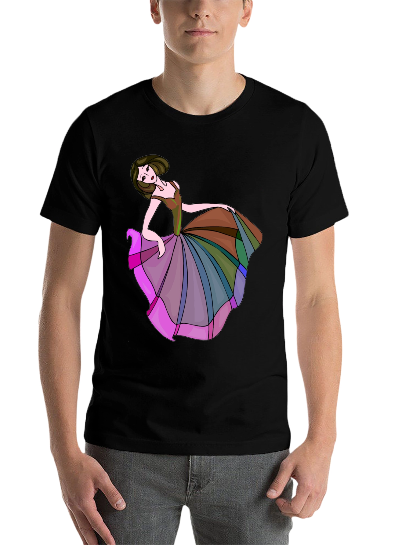 Black Artistic Dancer Graphic T-Shirt view 7