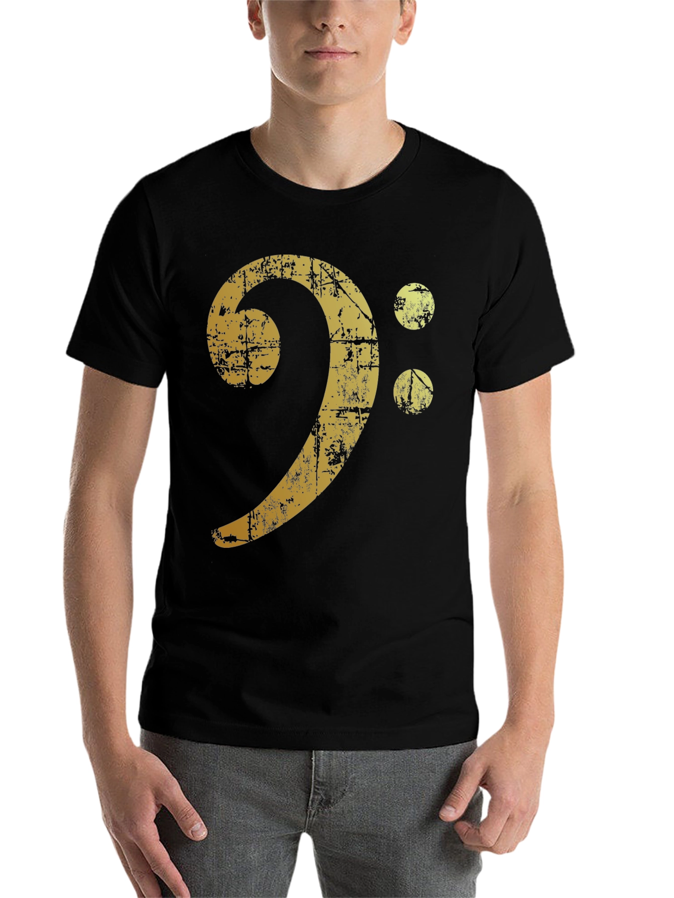 Black Vintage Bass Clef Graphic T-Shirt view 7