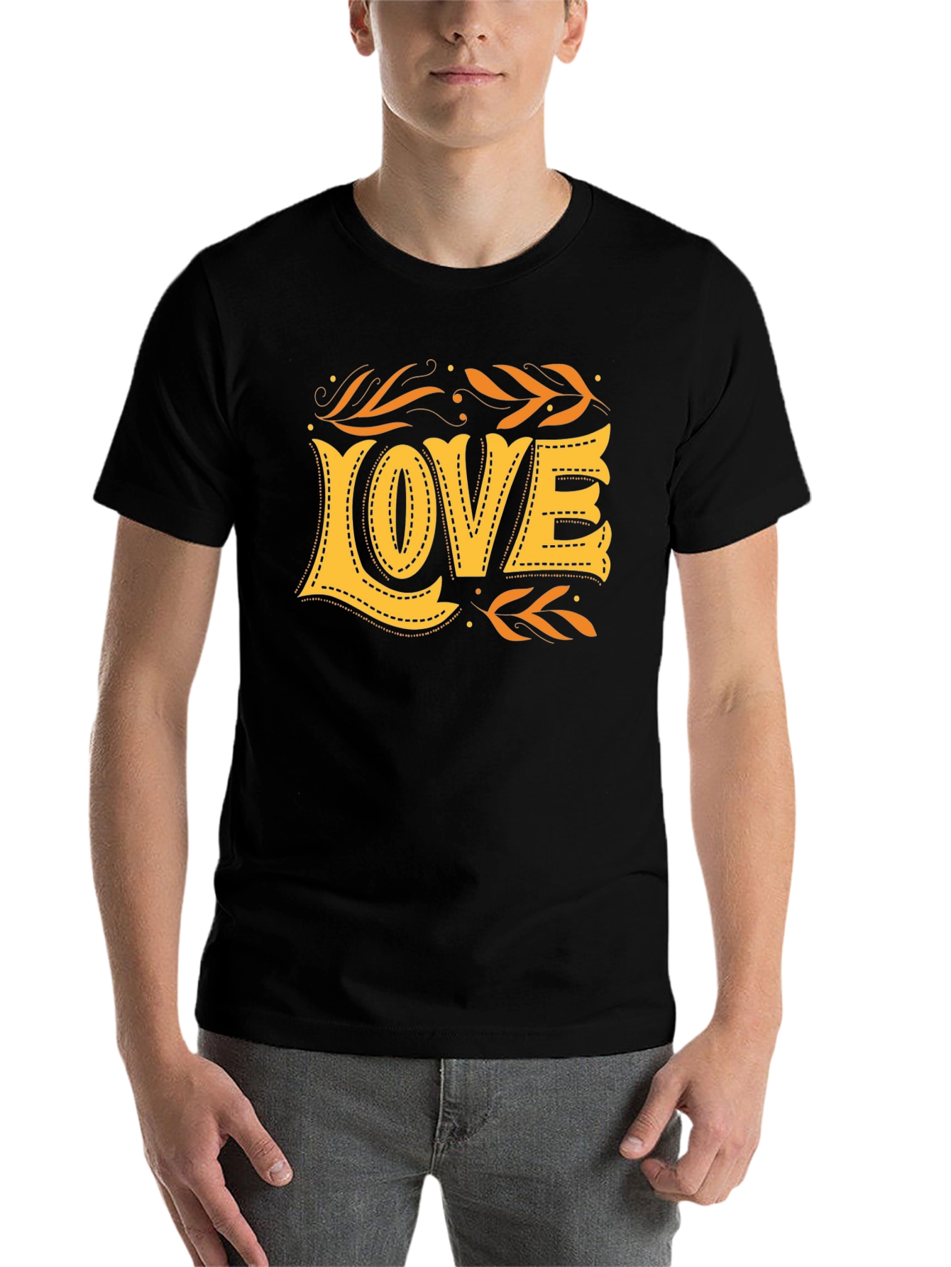 Black Stylish 'LOVE' Graphic Print Black T-Shirt view 7