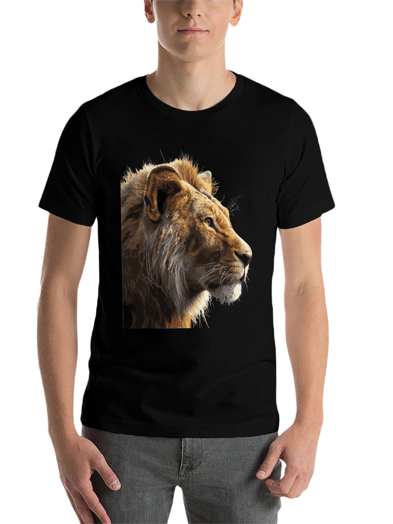 Black Lion Graphic Print Black T-Shirt view 7