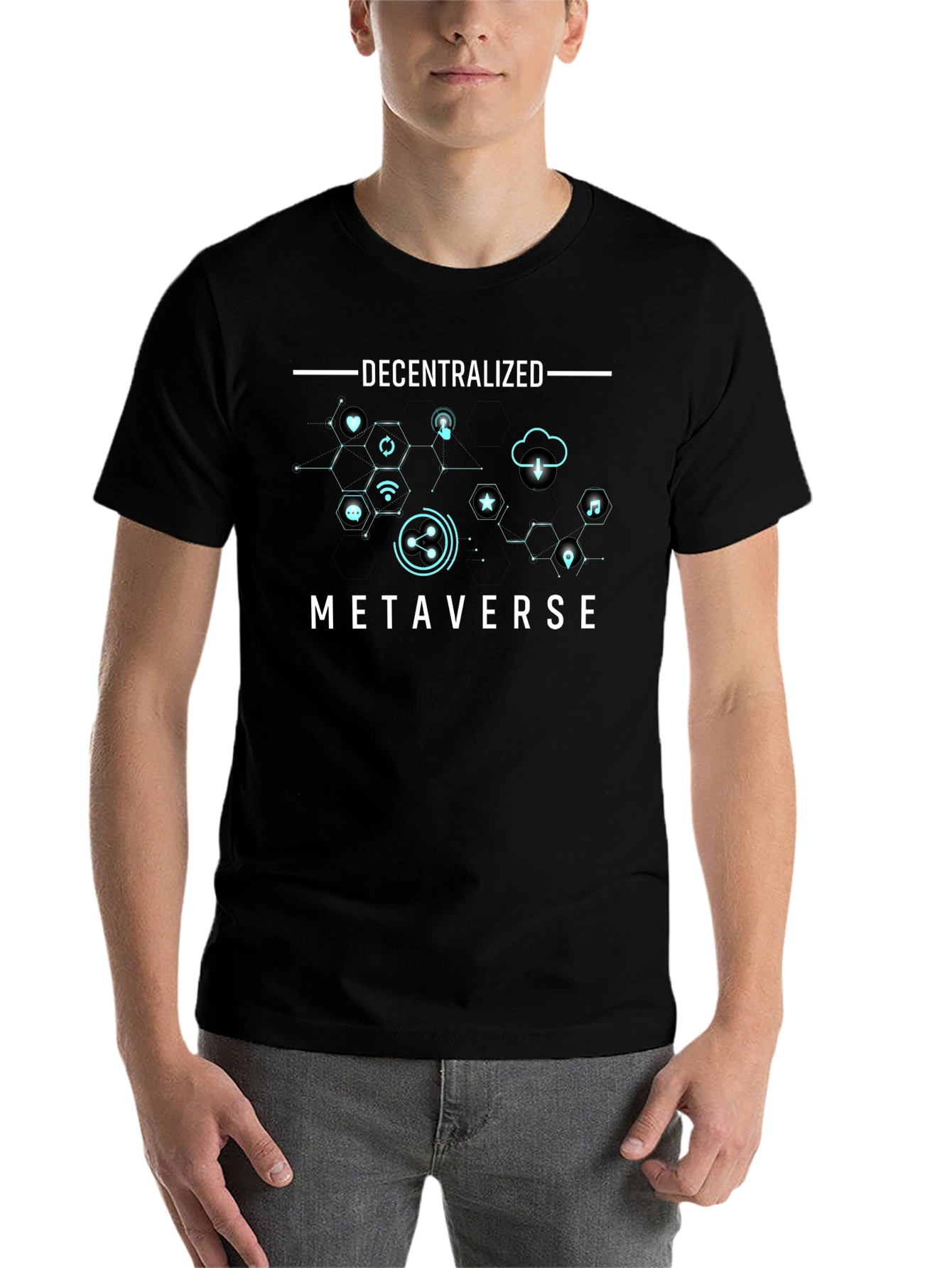 Black Decentralized Metaverse Black T-Shirt view 7