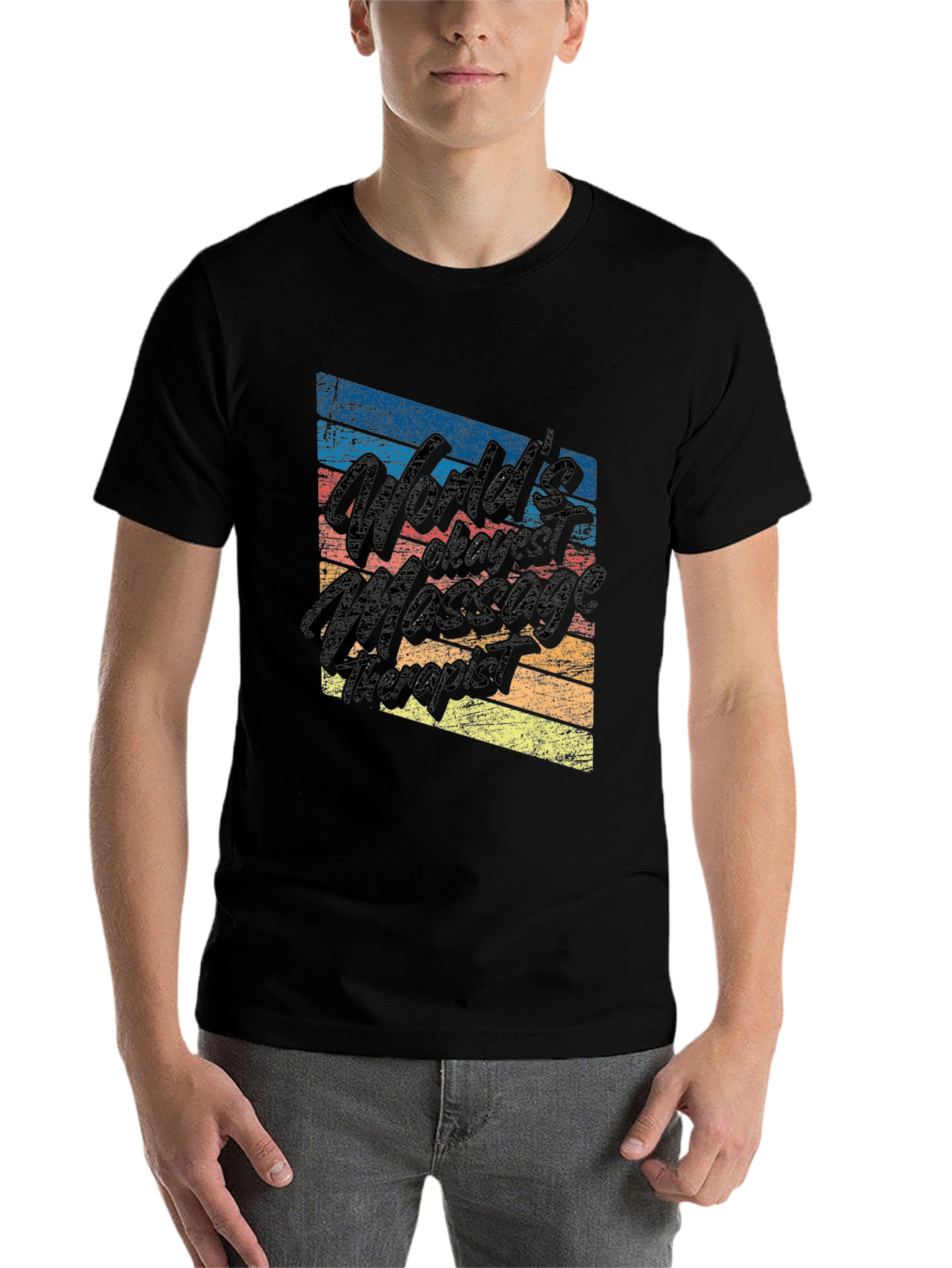 Black Retro Massage Therapist T-Shirt view 7