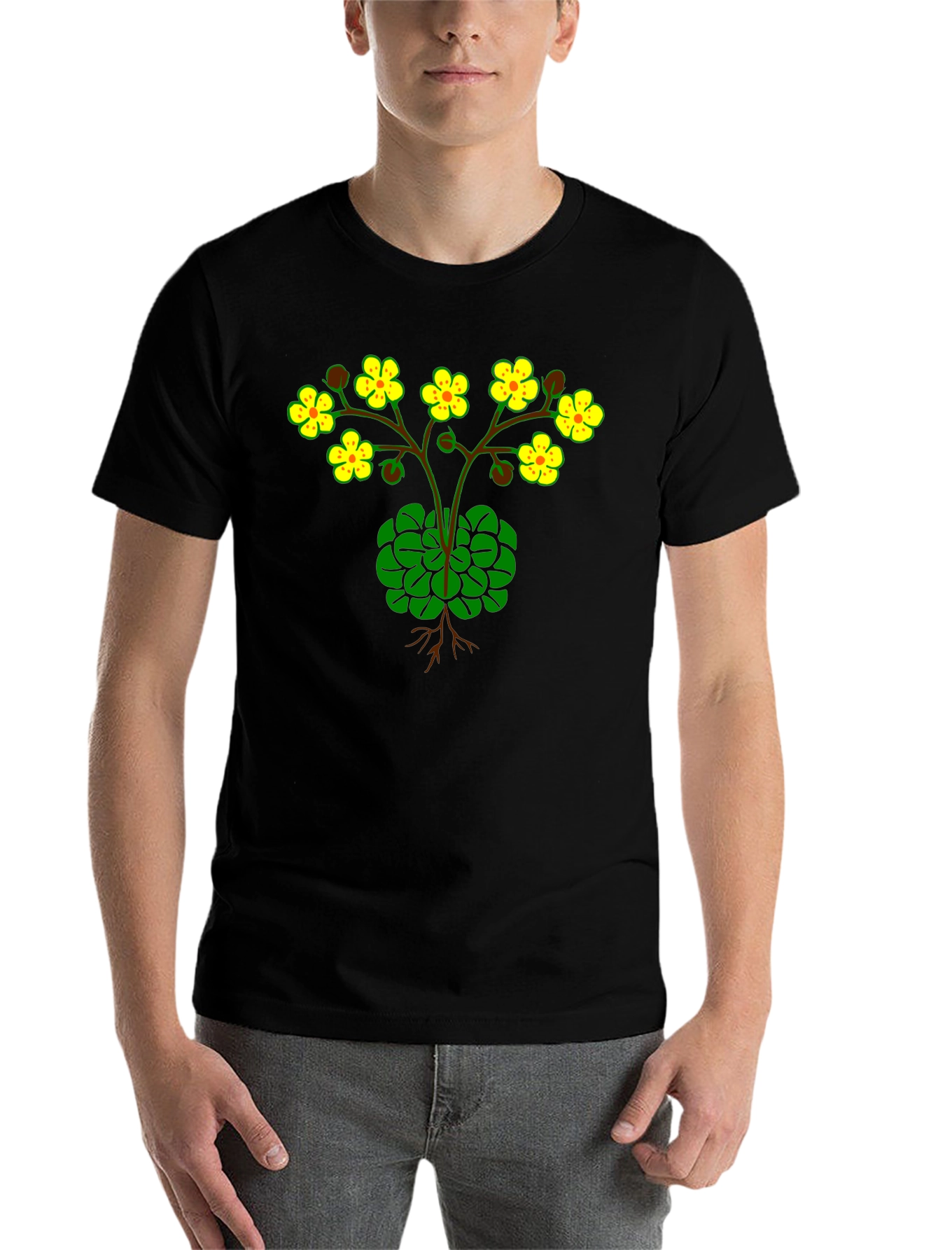Black Botanical Graphic T-Shirt - Black Cotton Tee view 7