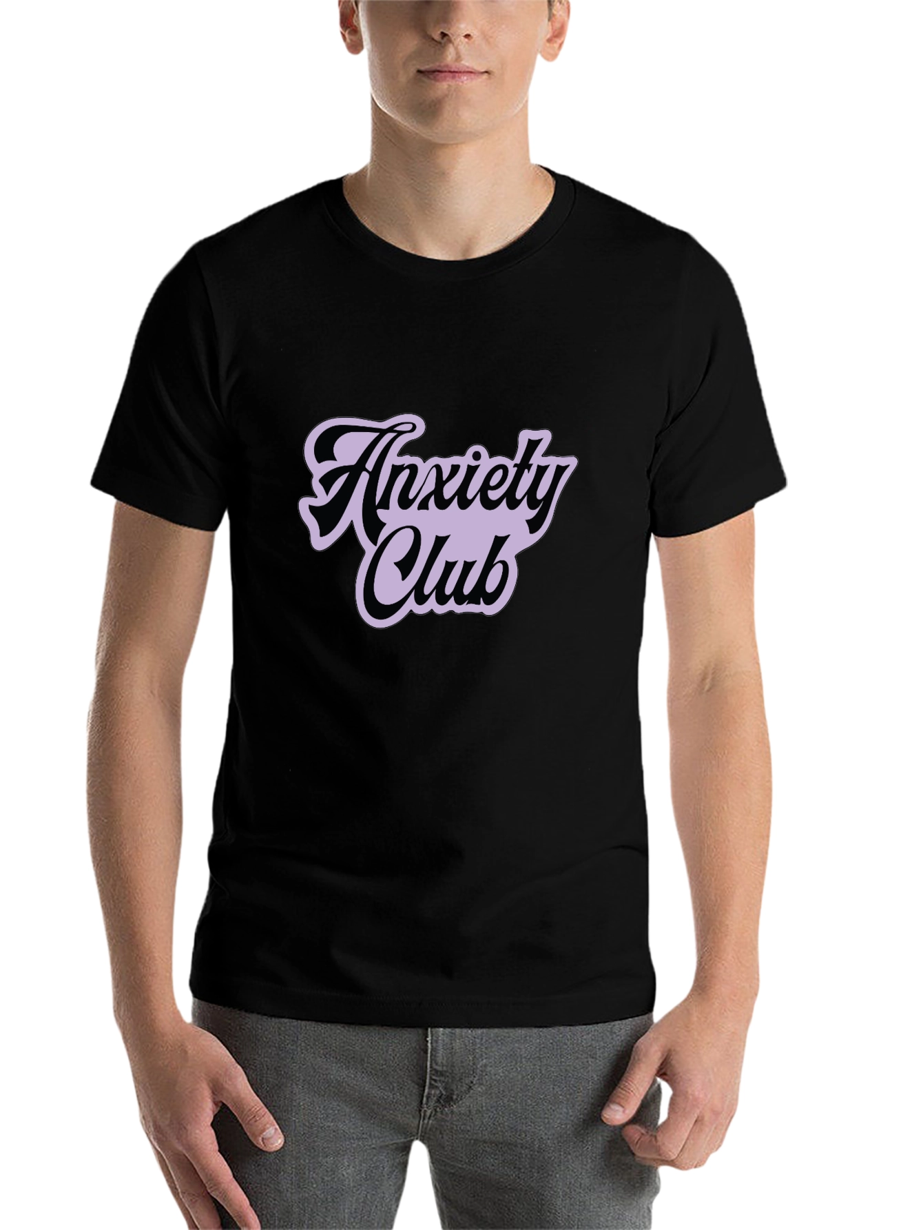 Black Anxiety Club Graphic Tee - Black Casual T-Shirt view 7