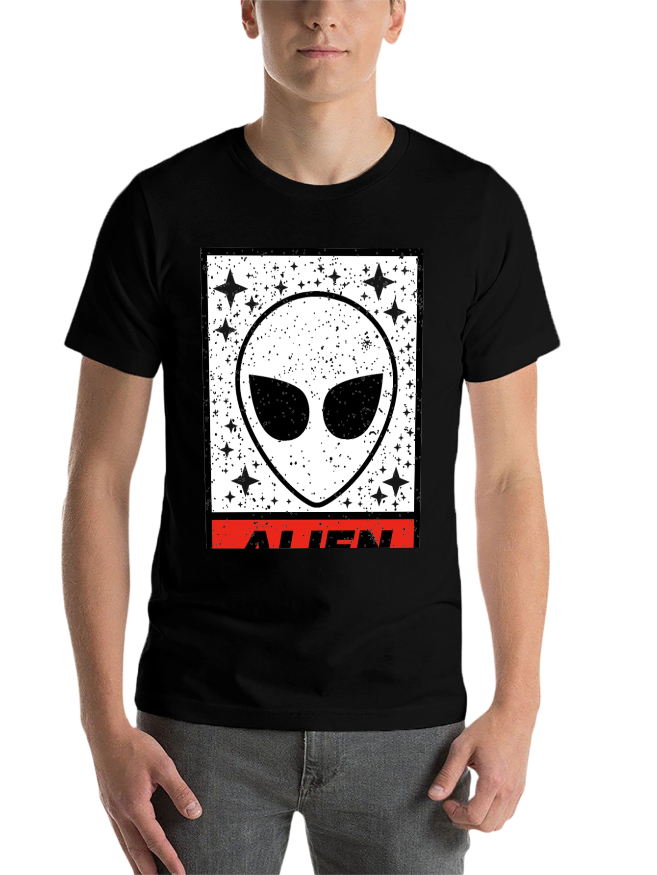 Black Black Alien Graphic T-Shirt view 7