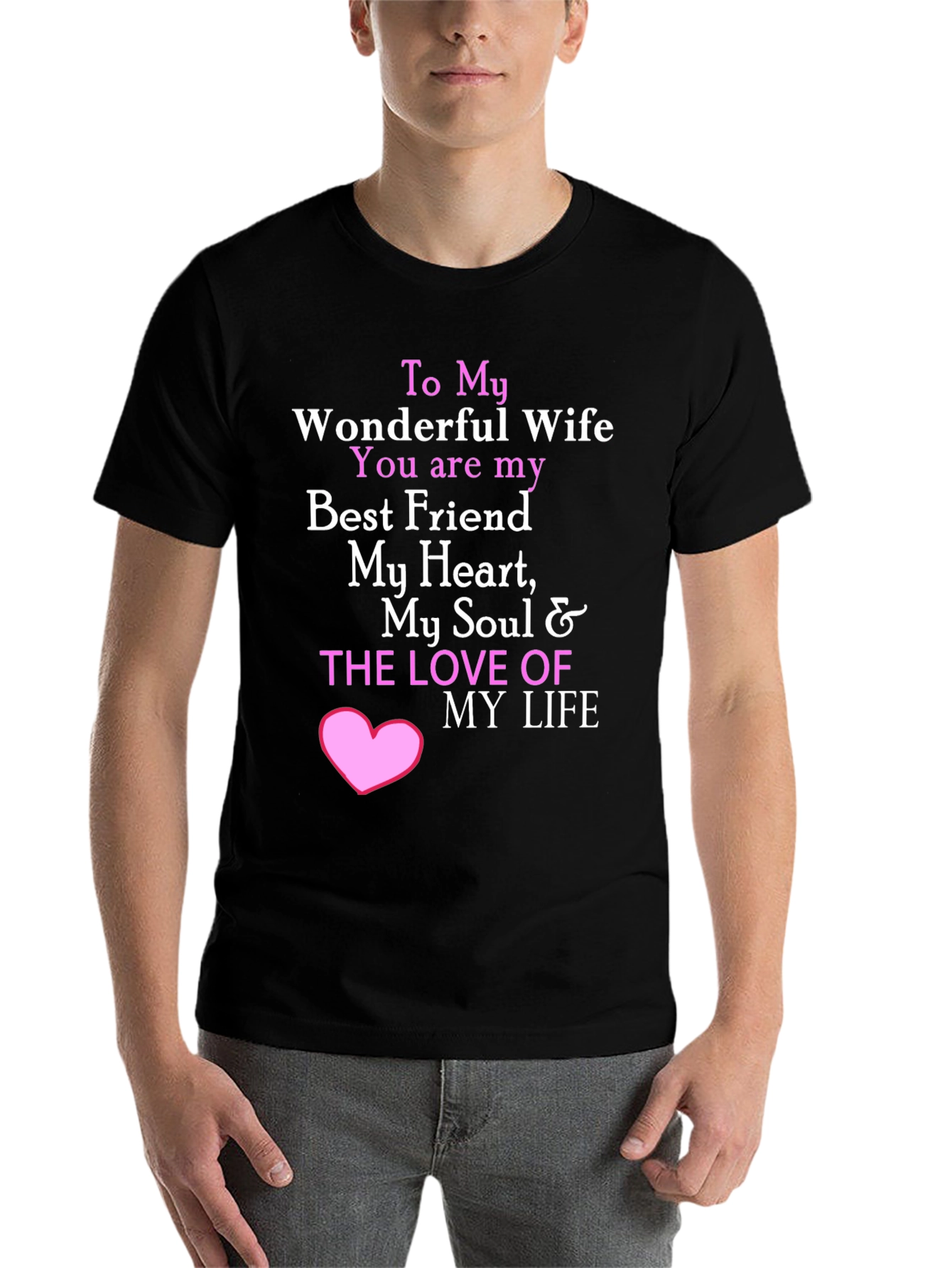 Black Wonderful Wife T-Shirt - I Love My Wife view 7