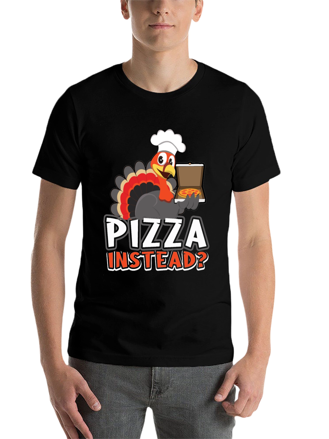 Black Pizza Instead? Turkey Graphic Tee view 7