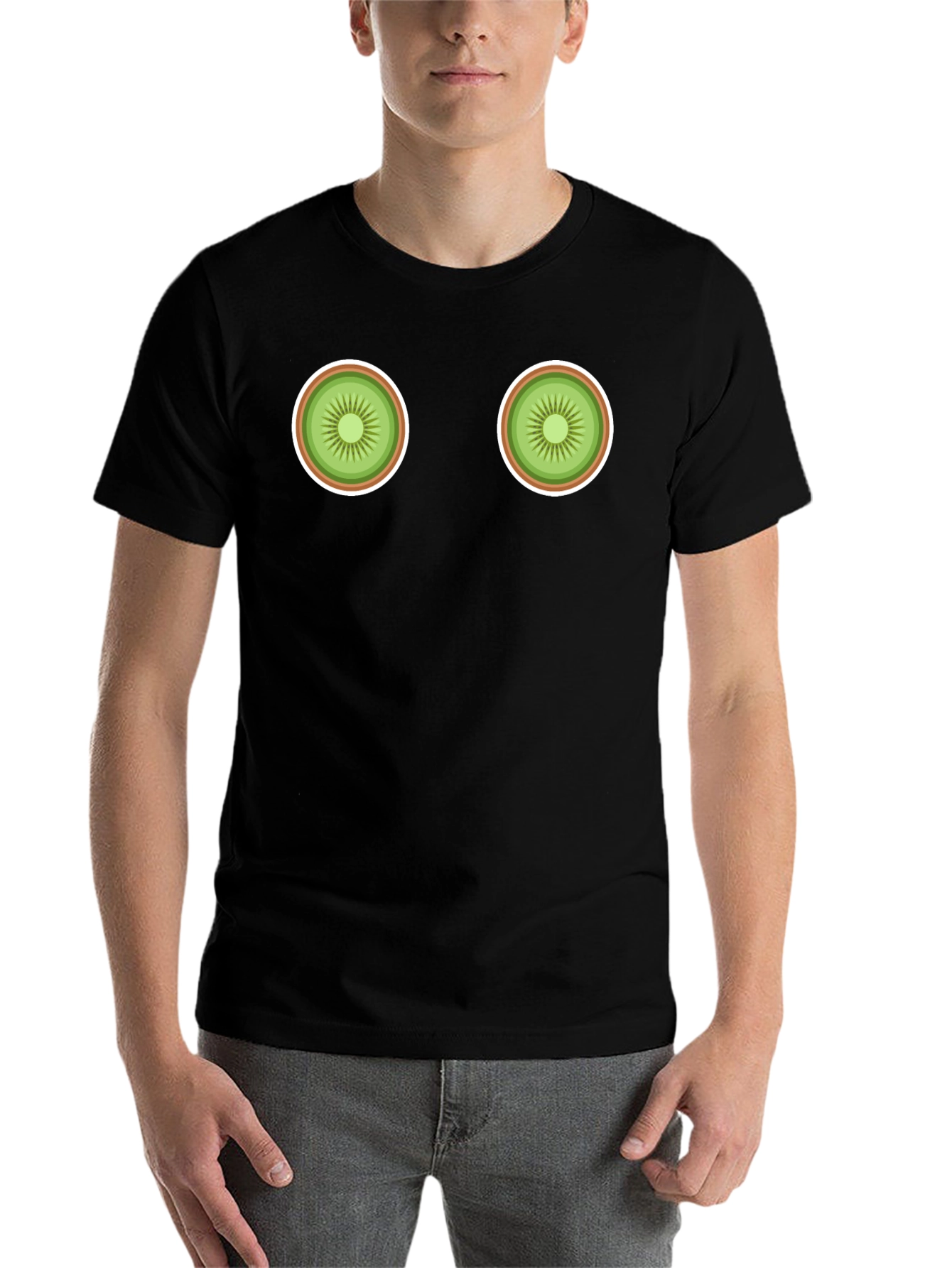 Black Kiwi Slice Graphic Black T-Shirt view 7
