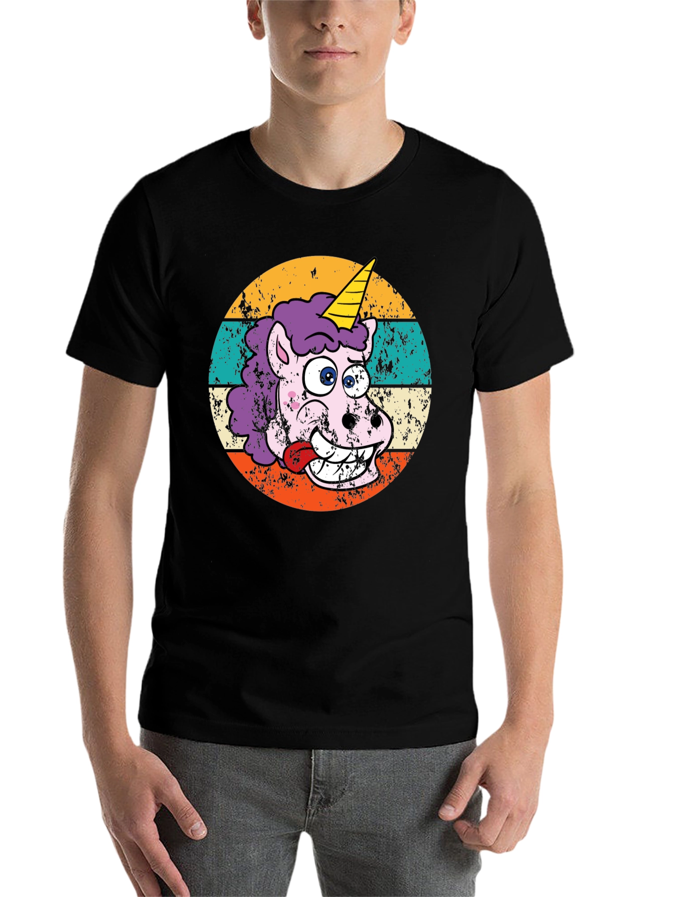 Black Funny Unicorn T-Shirt view 7
