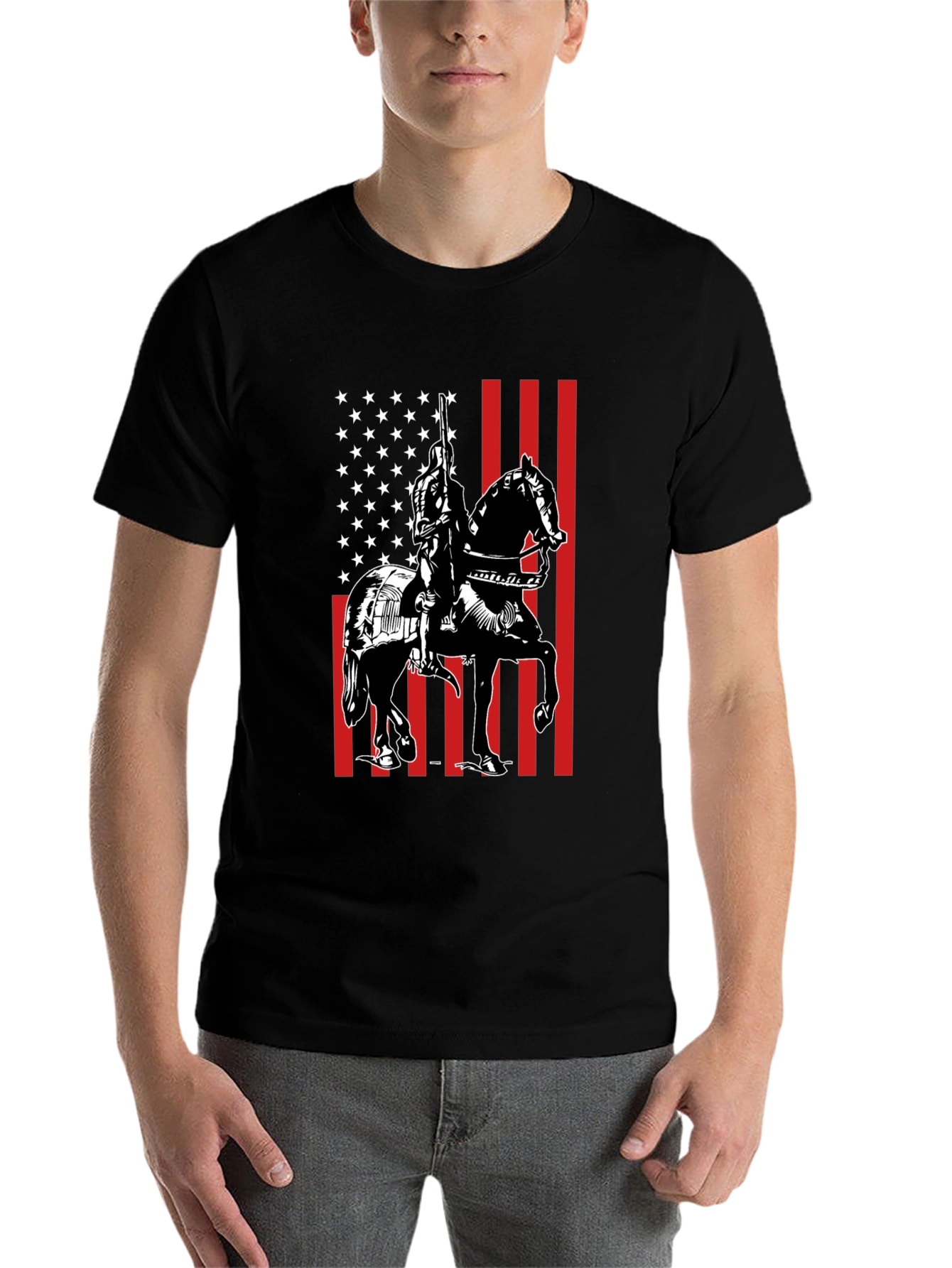 Black American Knight T-Shirt view 7