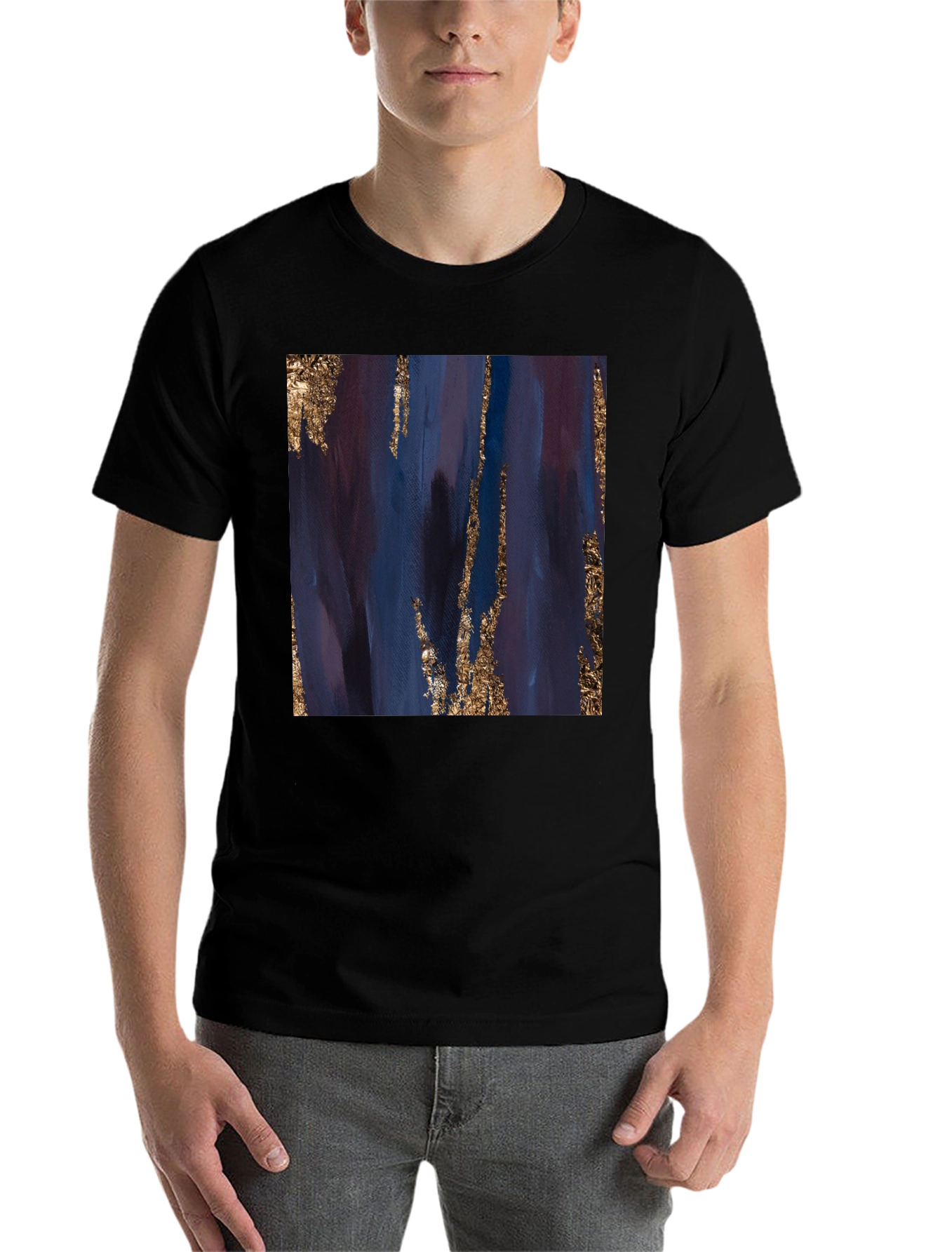 Black Abstract Art Tee - Black Cotton Blend view 7