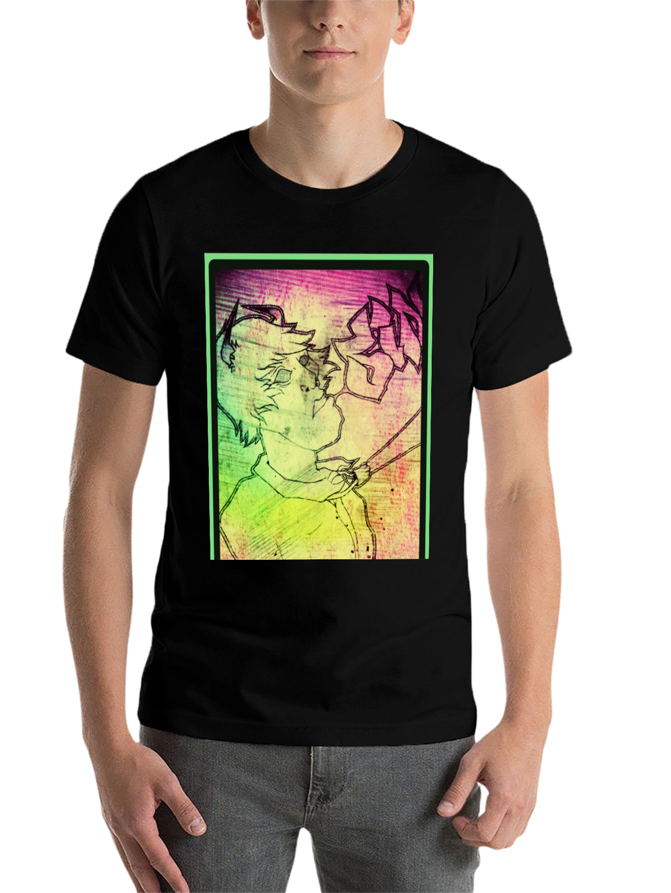 Black Abstract Graphic Print Black T-Shirt view 7