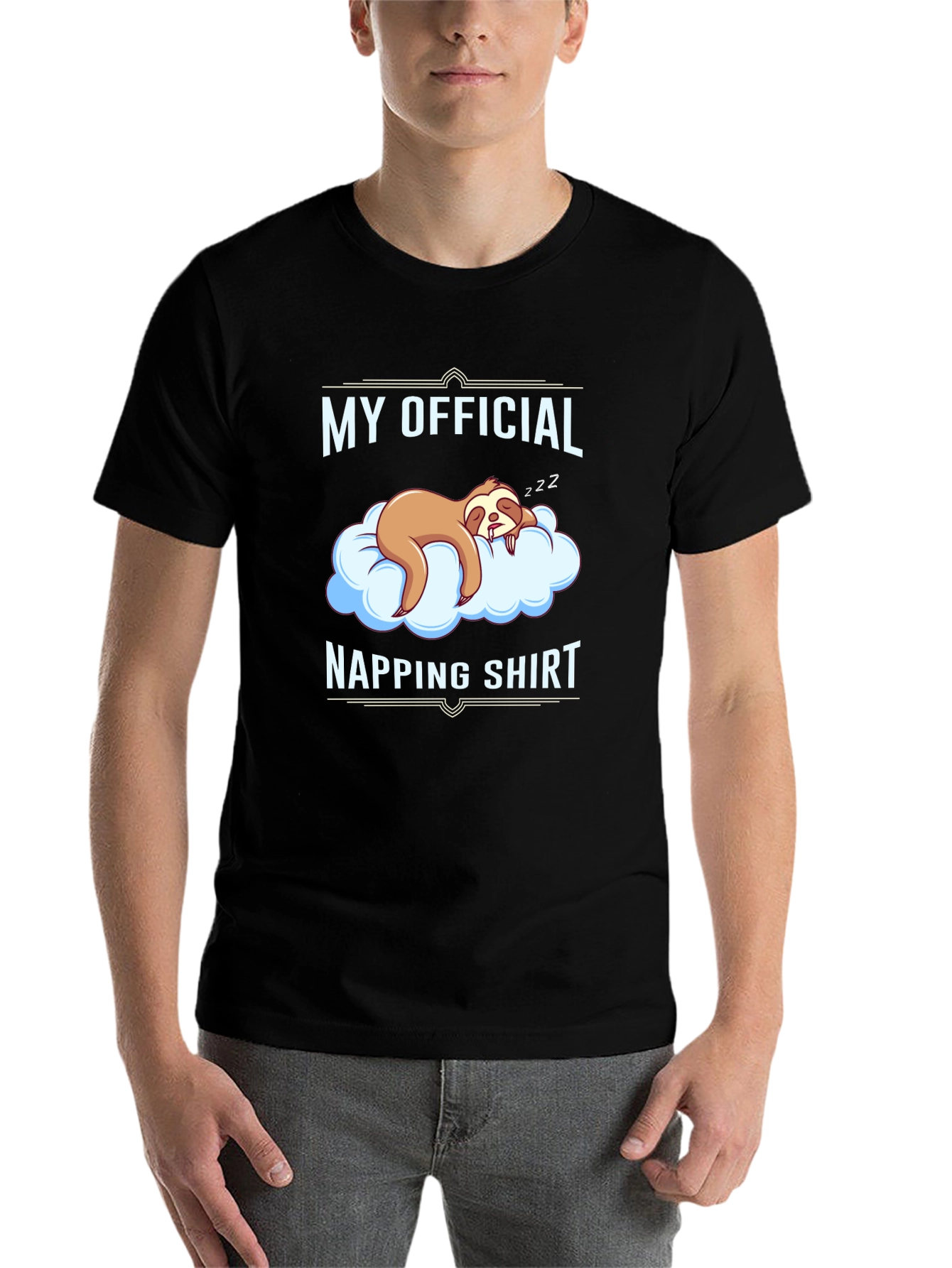 Black Sloth Napping Shirt - Funny Sleep T-Shirt view 7