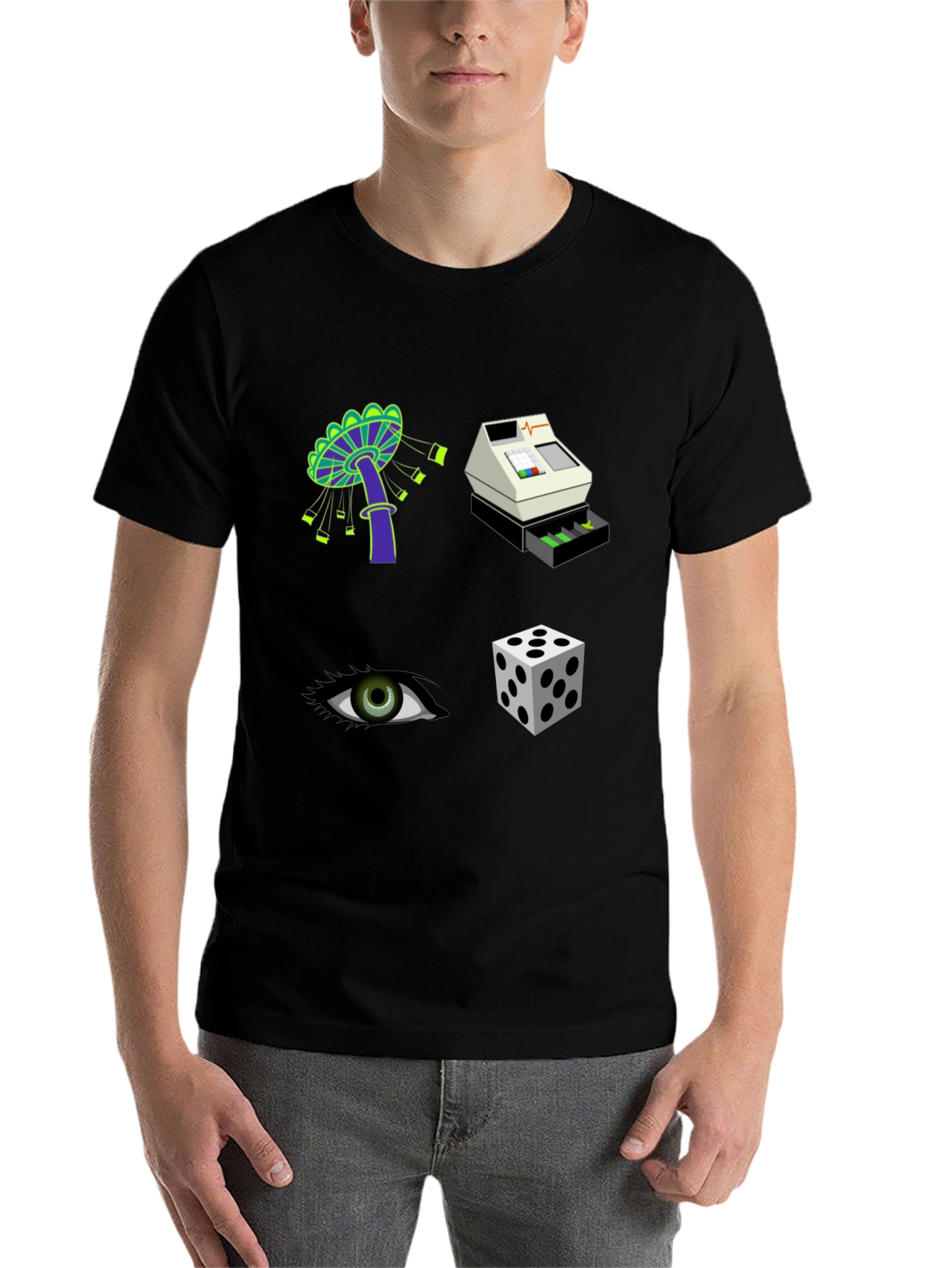 Black Novelty Graphic Print T-Shirt view 7