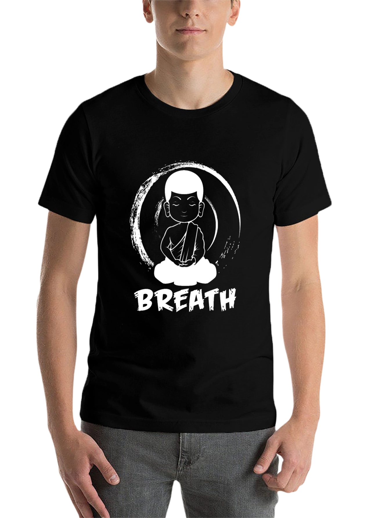 Black Breathe Buddha Graphic Tee view 7