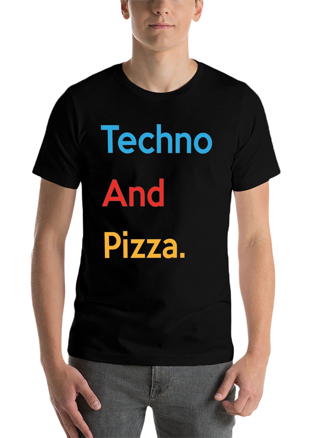 Black Techno And Pizza Graphic Tee view 7