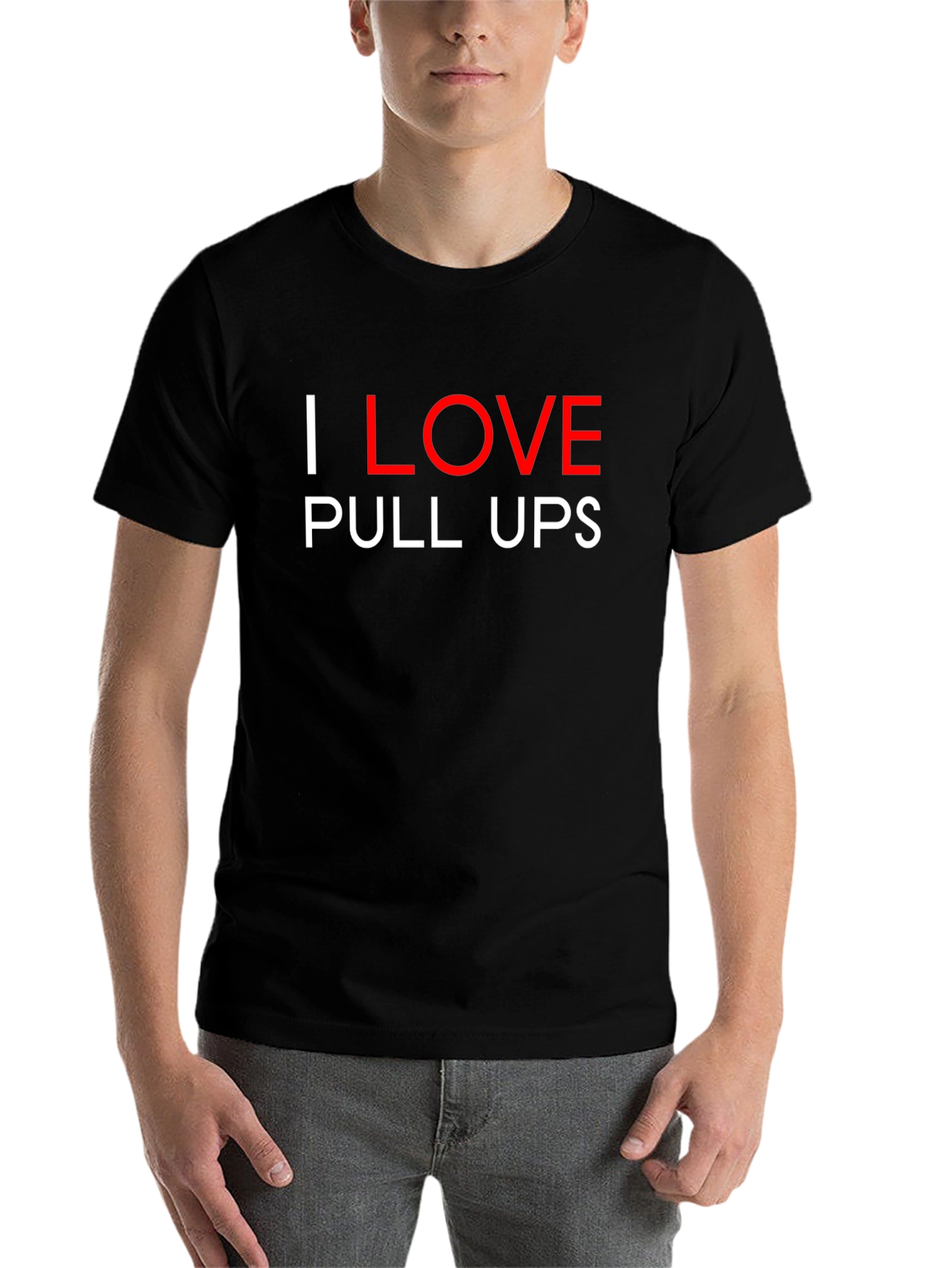 Black I Love Pull Ups Graphic Tee Black Cotton view 7