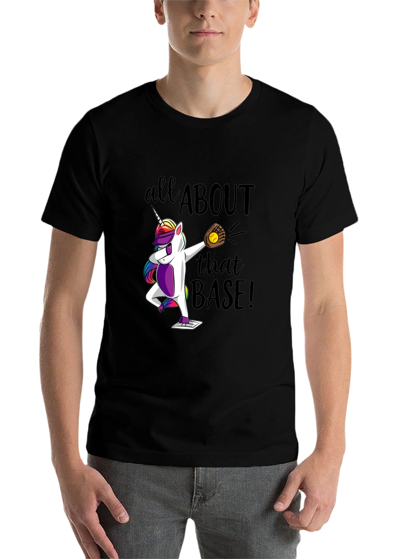 Black Unicorn Baseball Dab T-Shirt: All About That Base! view 7