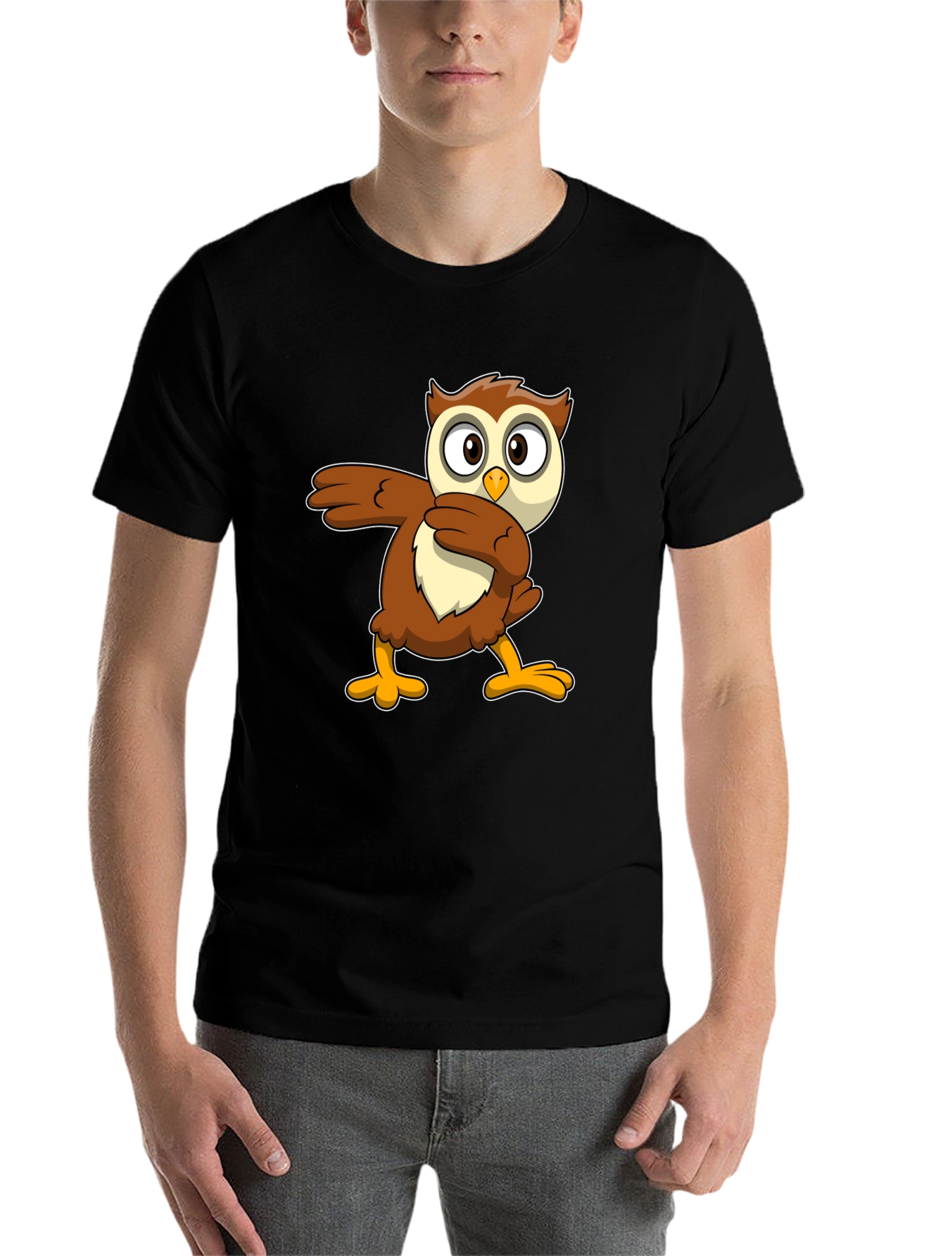 Black Funny Owl Dab Dance Graphic T-Shirt view 7