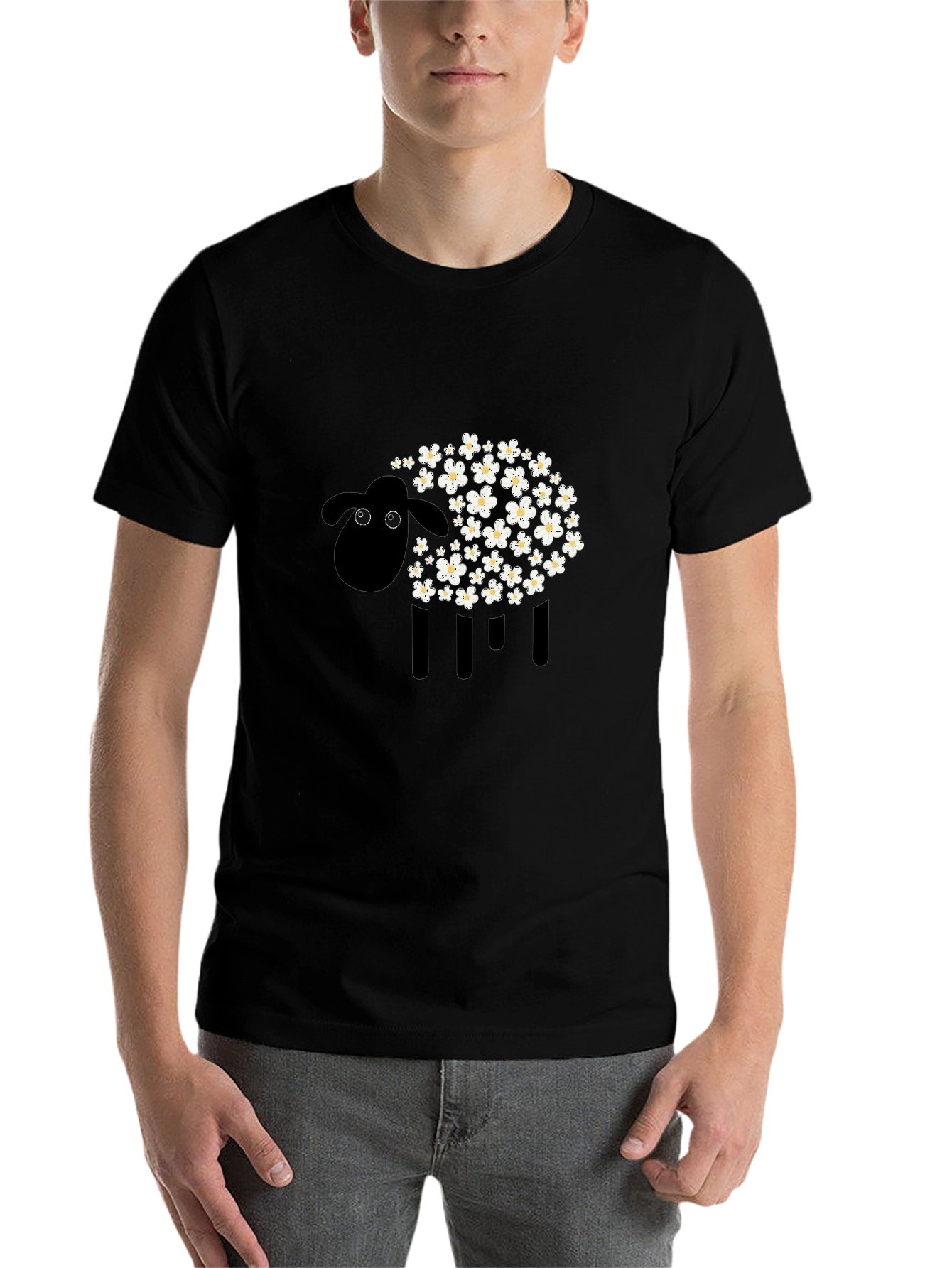 Black Black Sheep Floral Graphic Tee - Modern Style view 7