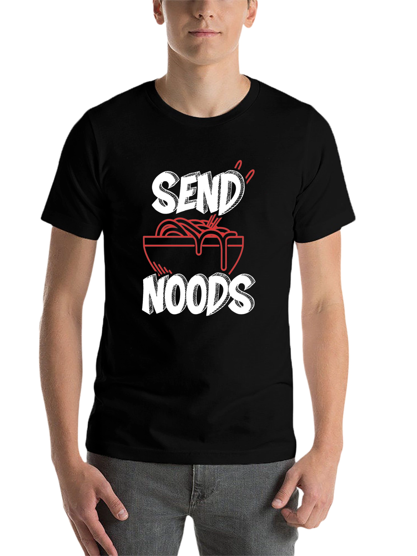 Black Send Noods Graphic Tee - Funny Ramen Shirt view 7