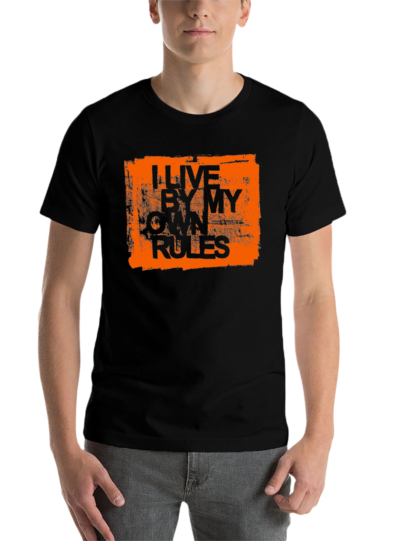 Black I Live By My Own Rules Graphic Tee - Black view 7