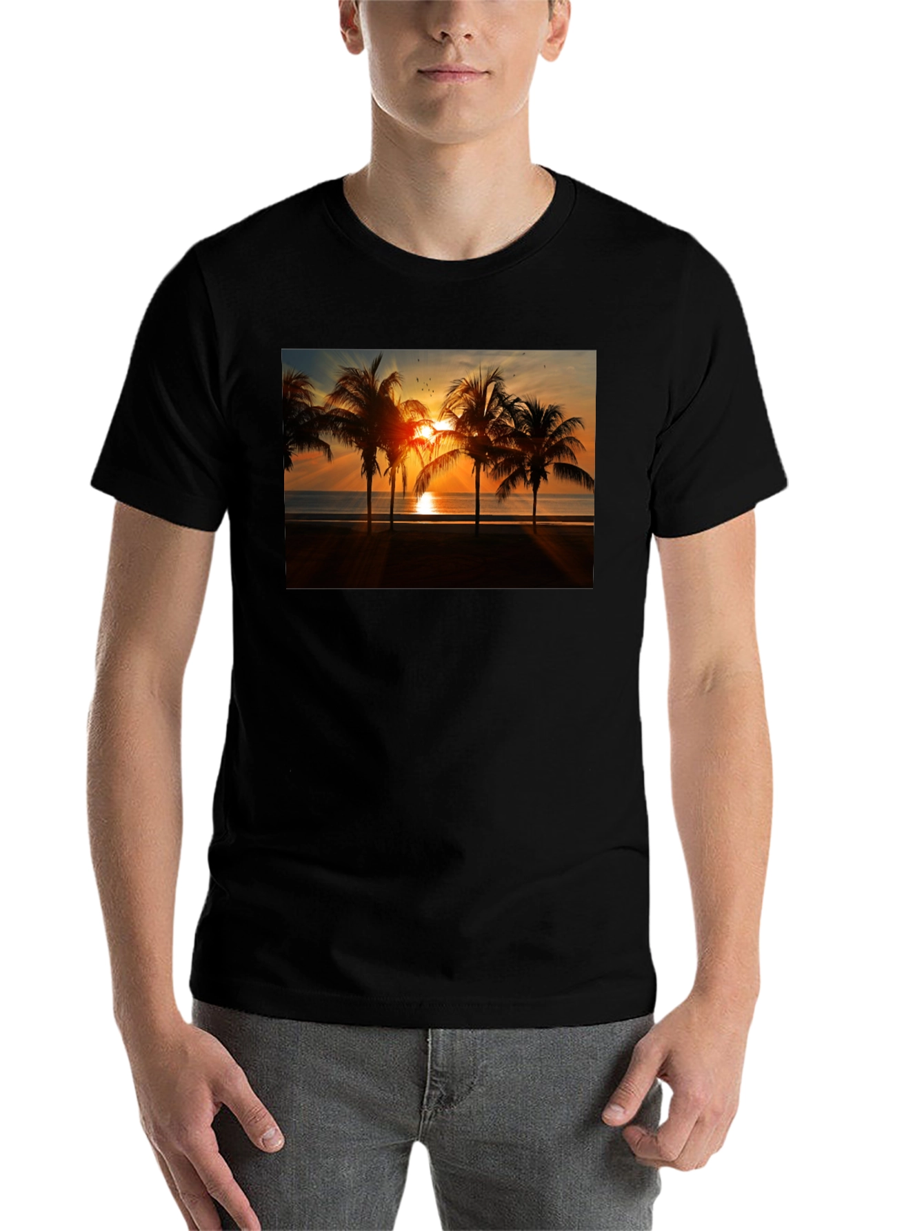 Black Sunset Palm Tree Graphic Tee view 7