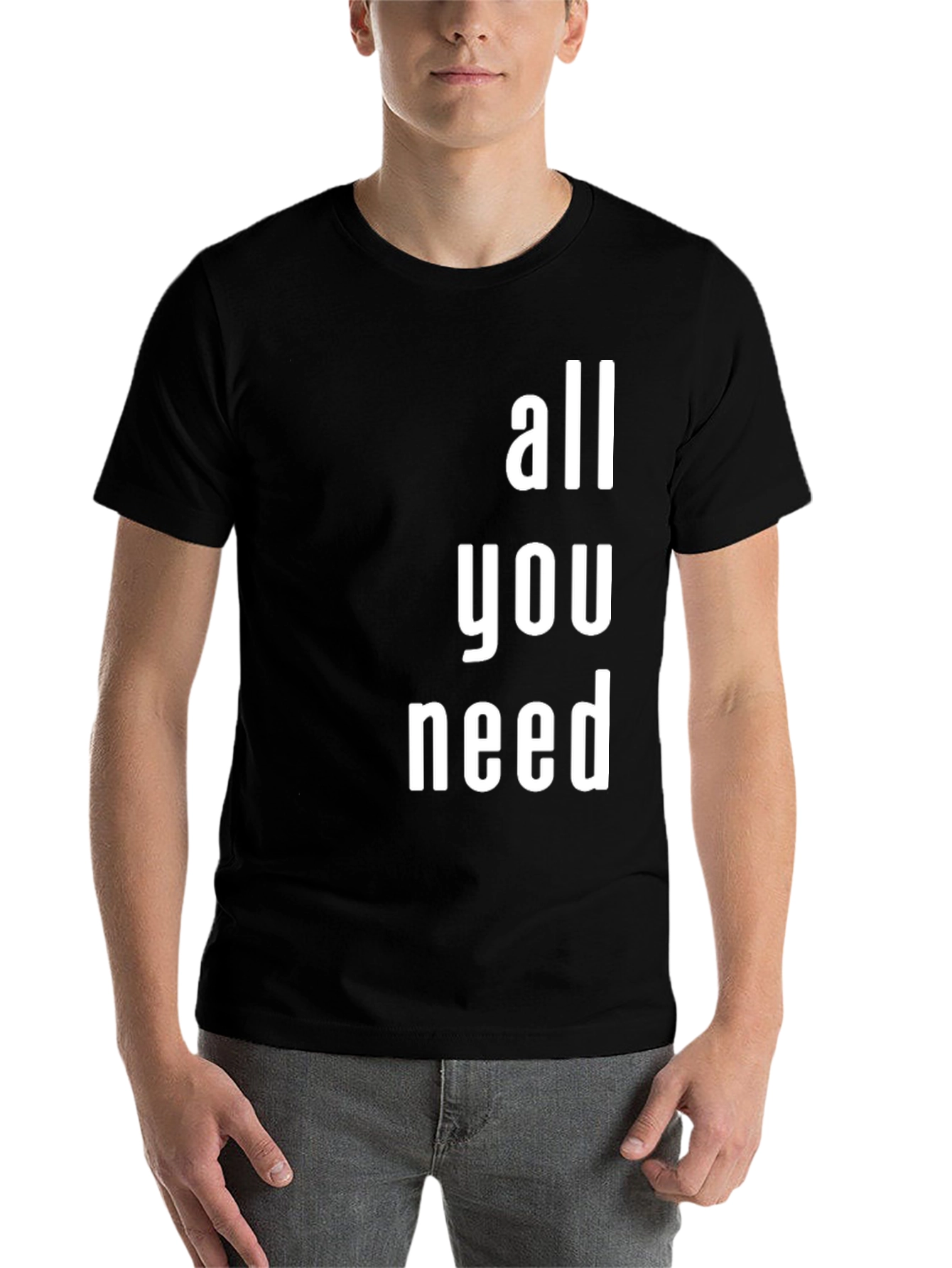 Black All You Need Graphic T-Shirt - Modern Print view 7