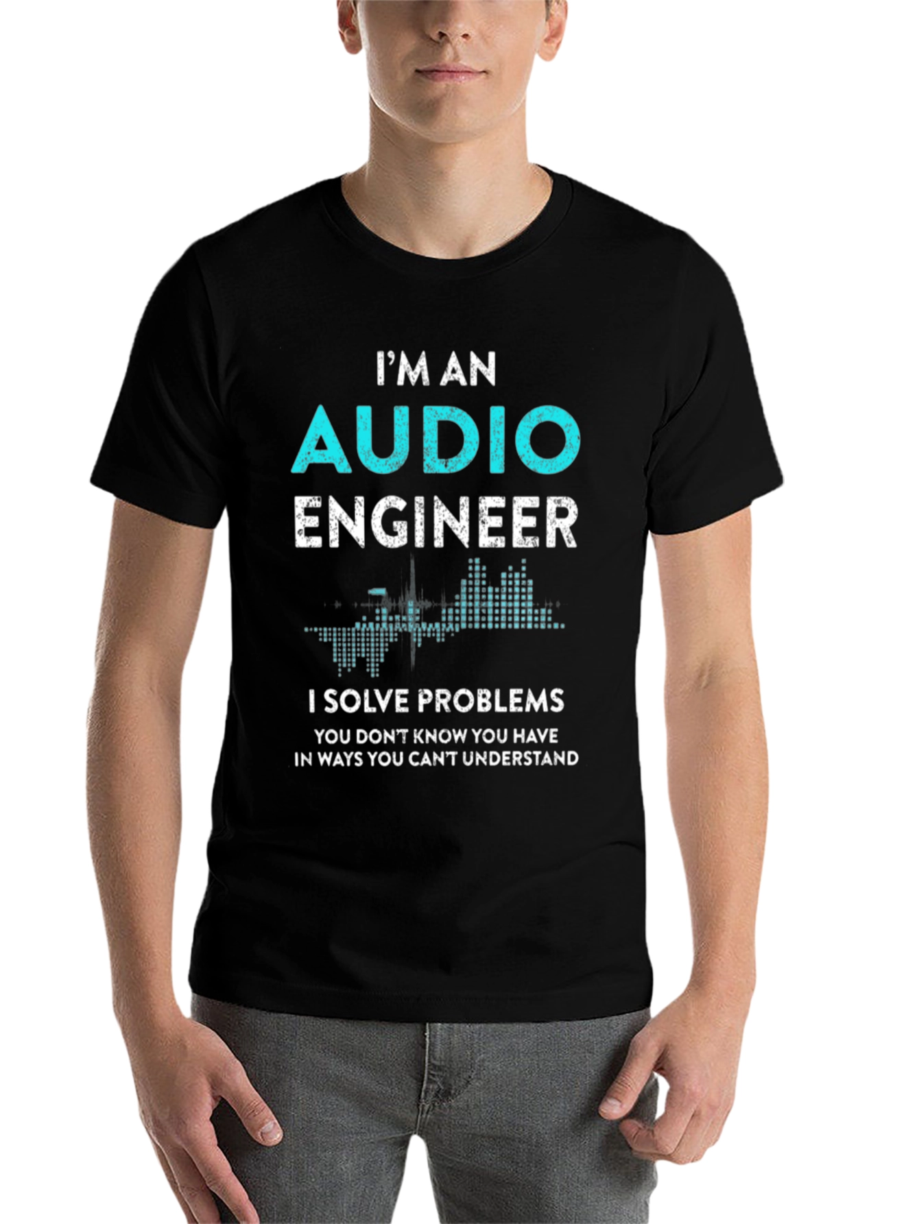 Black Audio Engineer Graphic T-Shirt - Funny Gift view 7