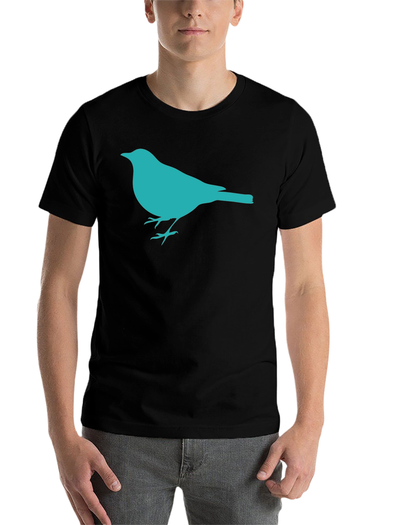 Black Bird Silhouette Graphic Black T-Shirt view 7
