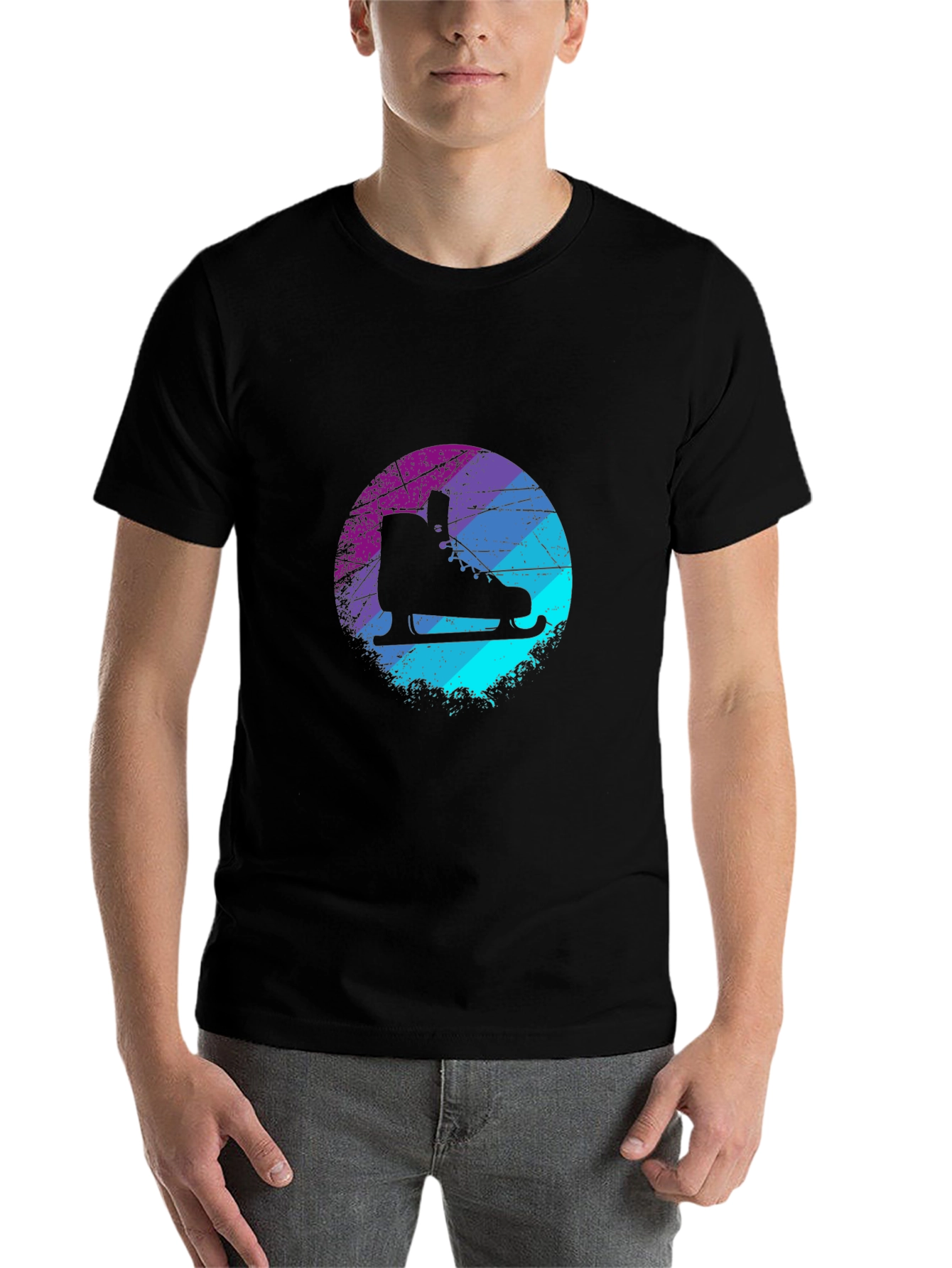 Black Retro Ice Skate Graphic Tee - Cool Skater Style view 7