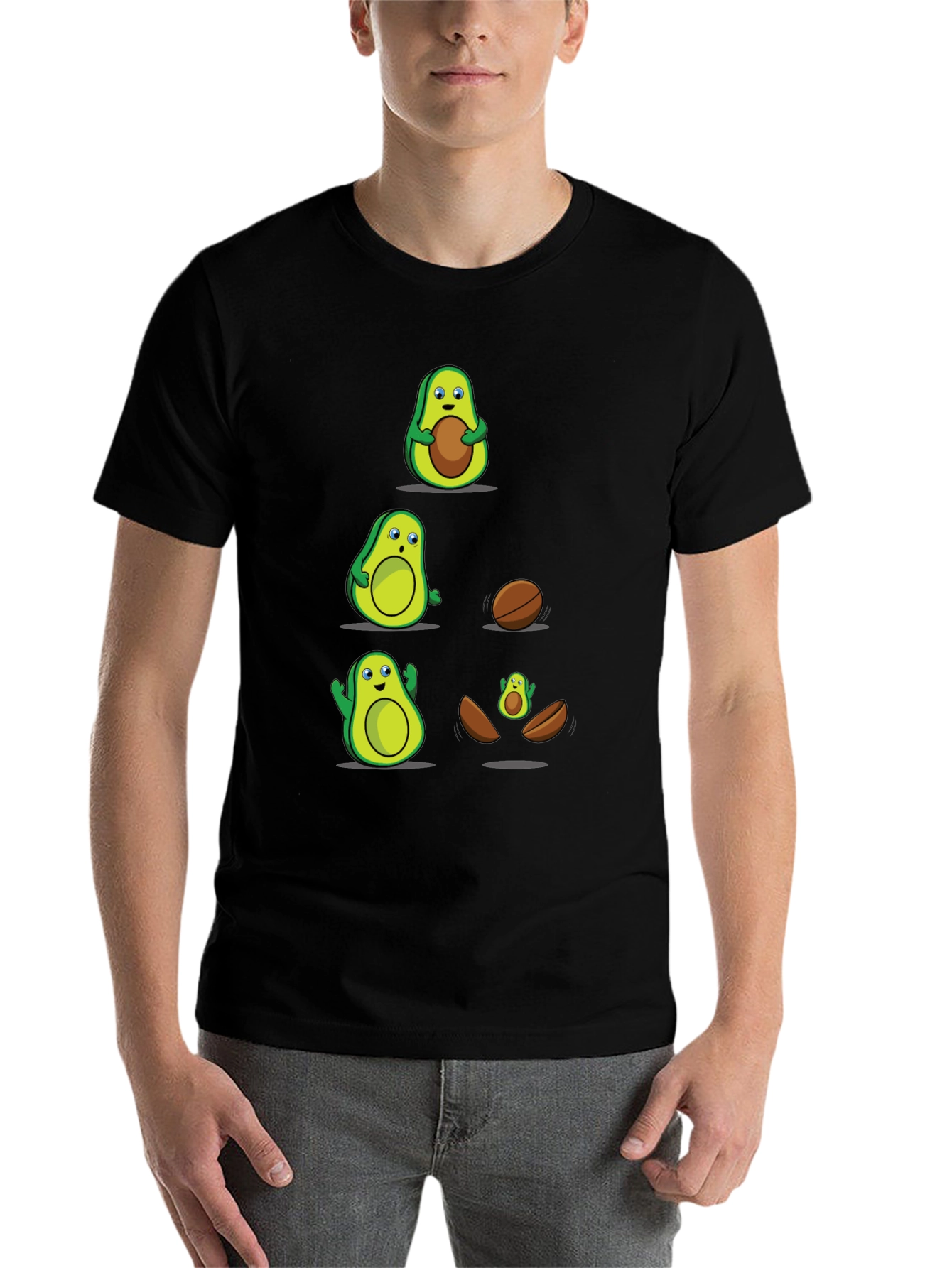 Black Funny Avocado Evolution T-Shirt view 7