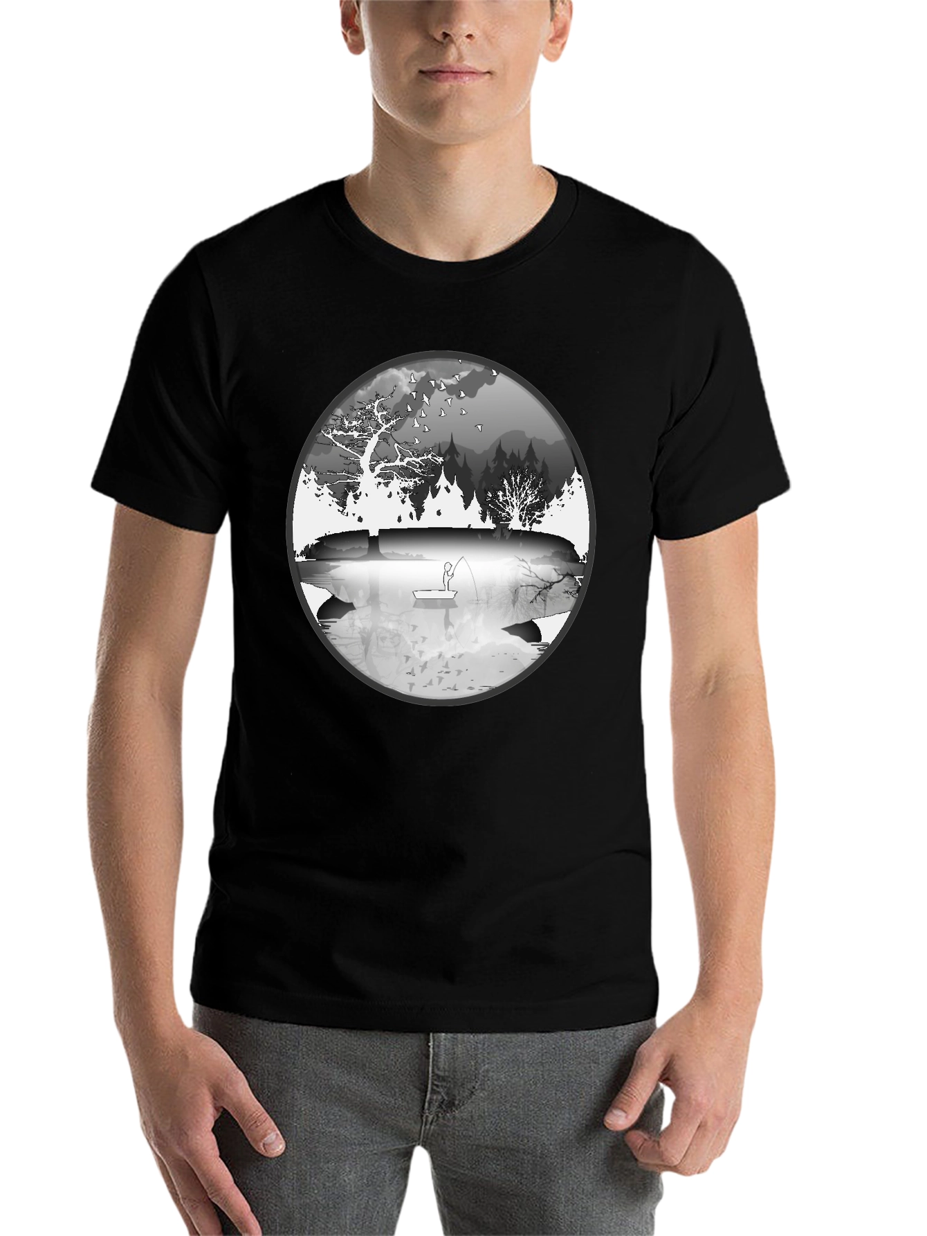 Nature Fisherman Graphic Tee - Classic Black - 7