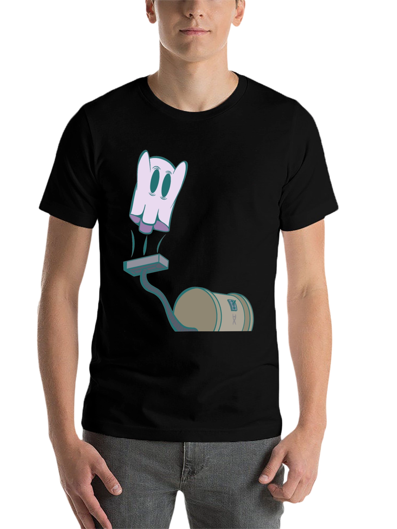 Black Ghost Vacuum Cartoon Graphic T-Shirt view 7