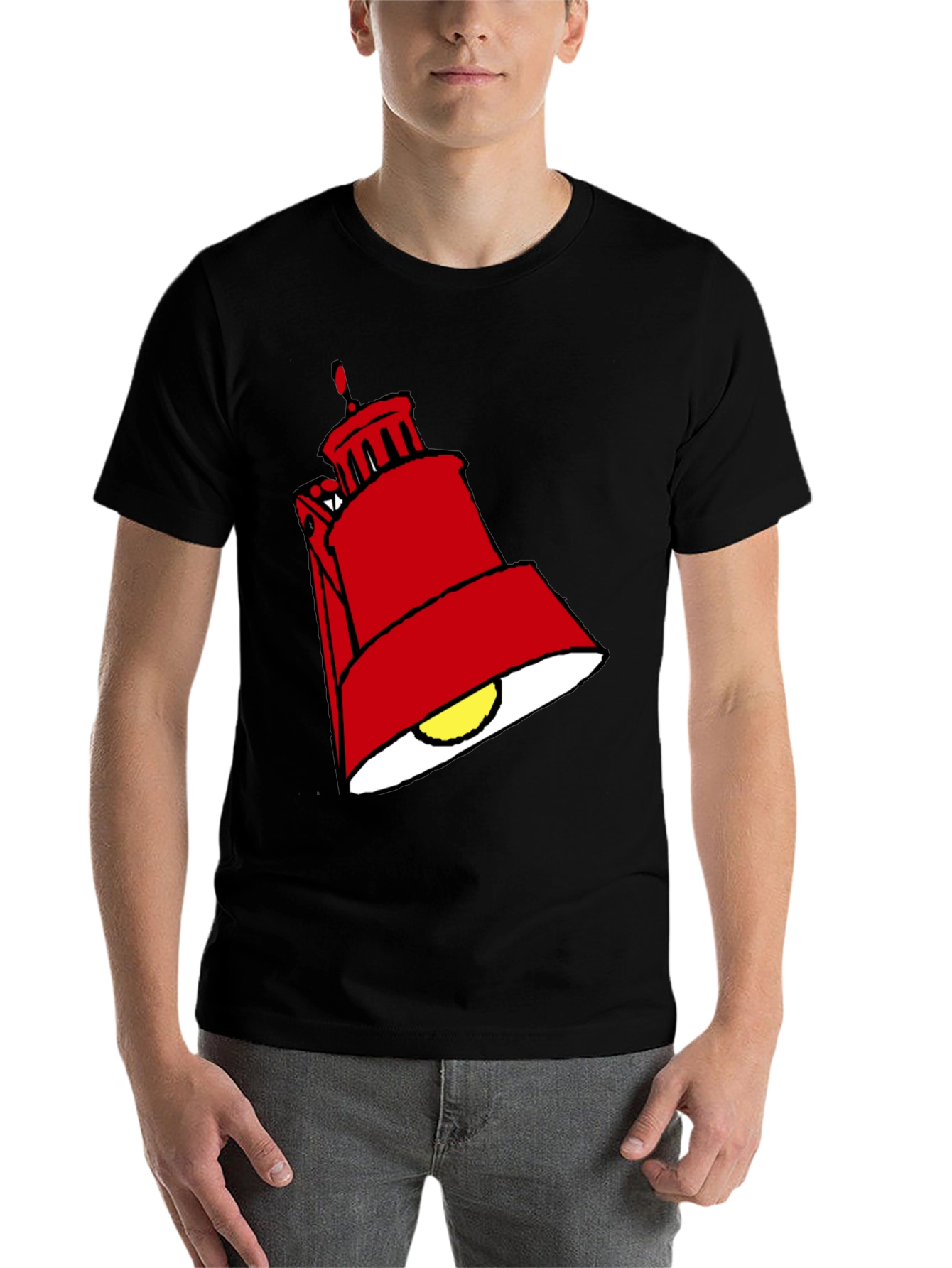 Black Red Lamp Graphic Black T-Shirt view 7