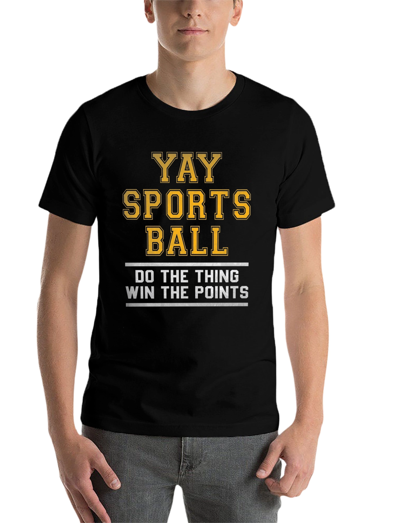 Black Yay Sports Ball T-Shirt - Funny Athletic Tee view 7