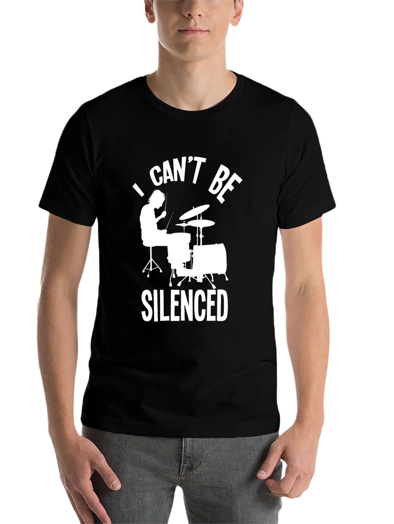 Black I Can't Be Silenced Drummer T-Shirt - Rock Music Tee view 7