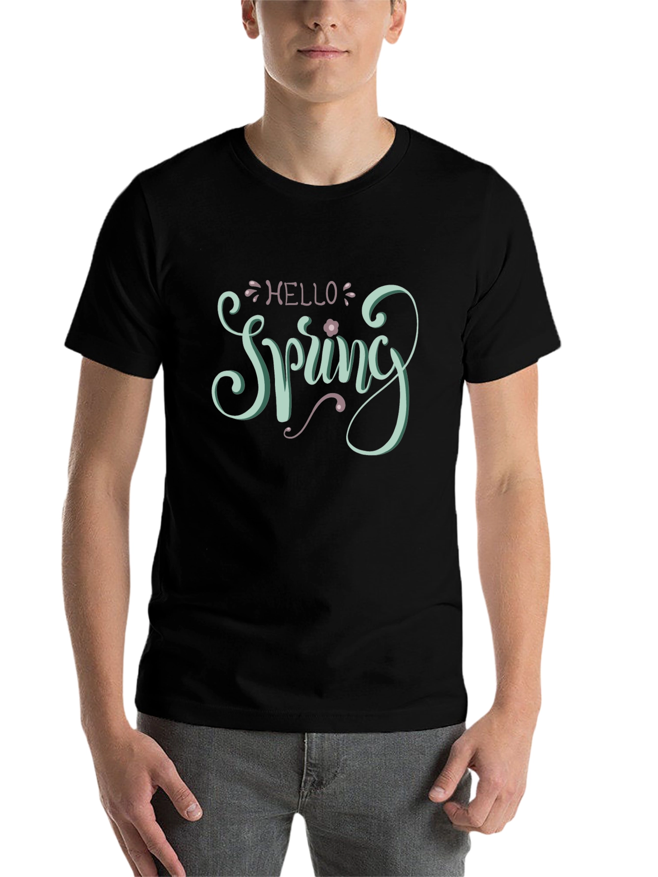 Black Hello Spring Graphic Tee - Black view 7