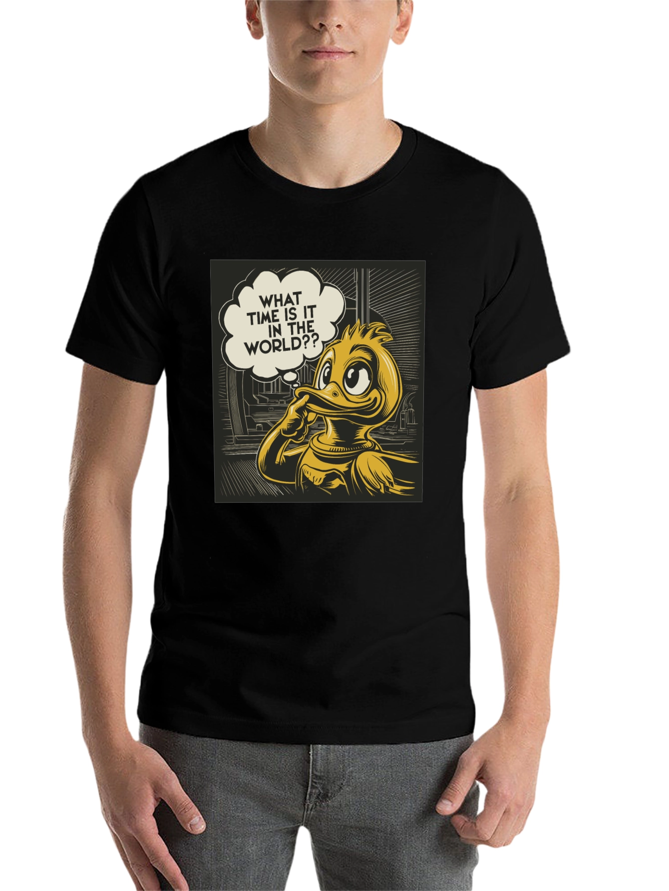 Black Thinking Duck Graphic Tee - "What Time is it?" view 7