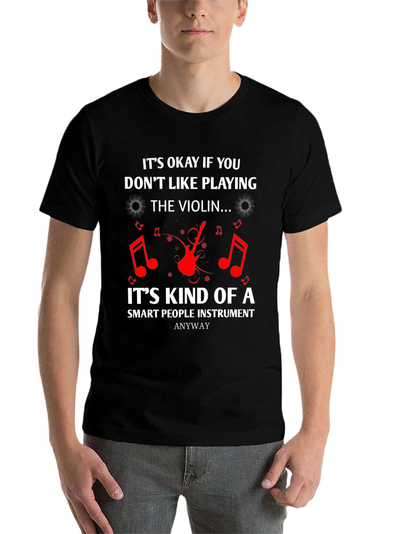 Black Funny Violin Lover T-Shirt - Smart People Instrument view 7