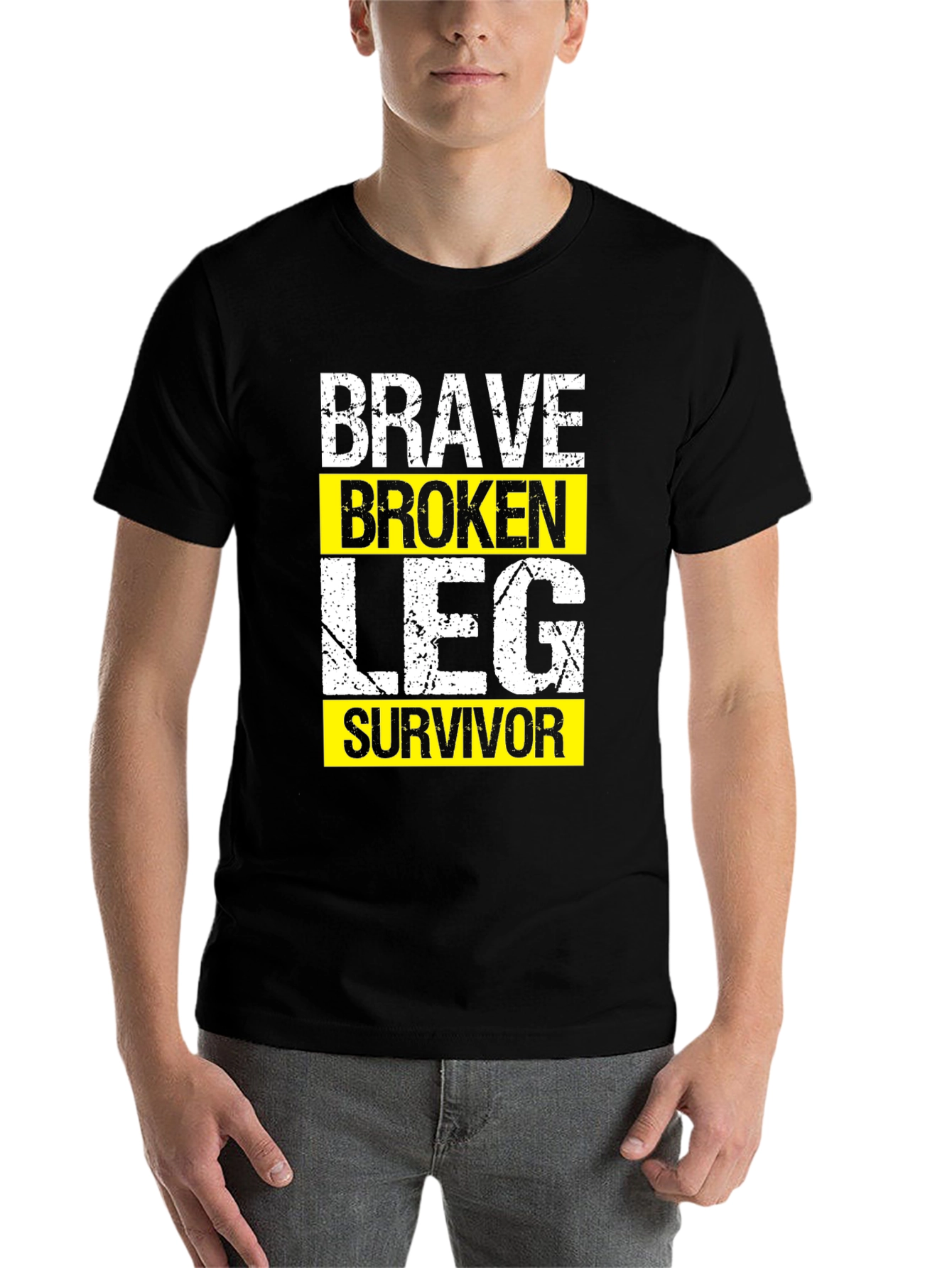 Black Brave Broken Leg Survivor Graphic T-Shirt view 7