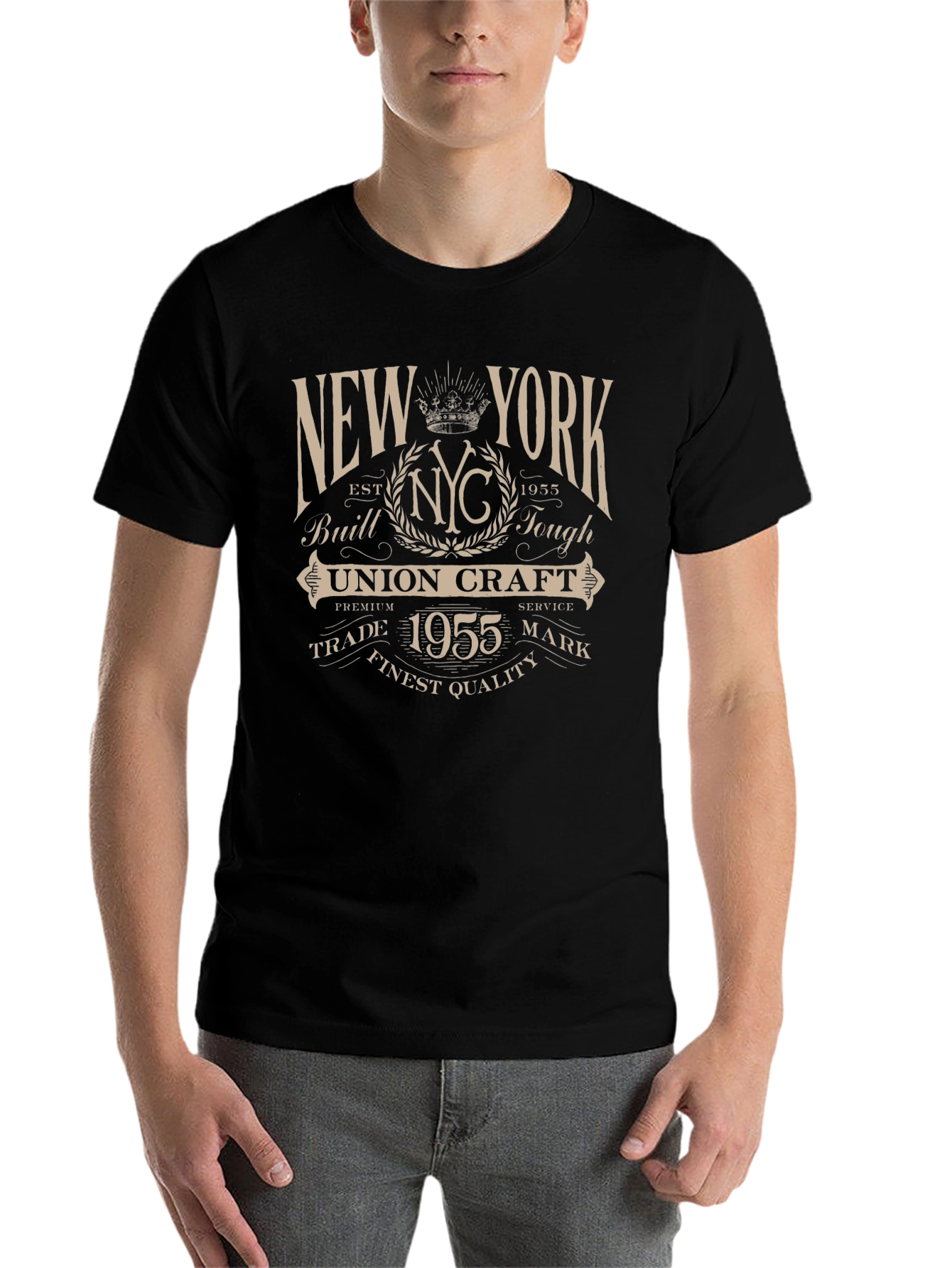 Black NYC 1955 Vintage Style Graphic Tee view 7