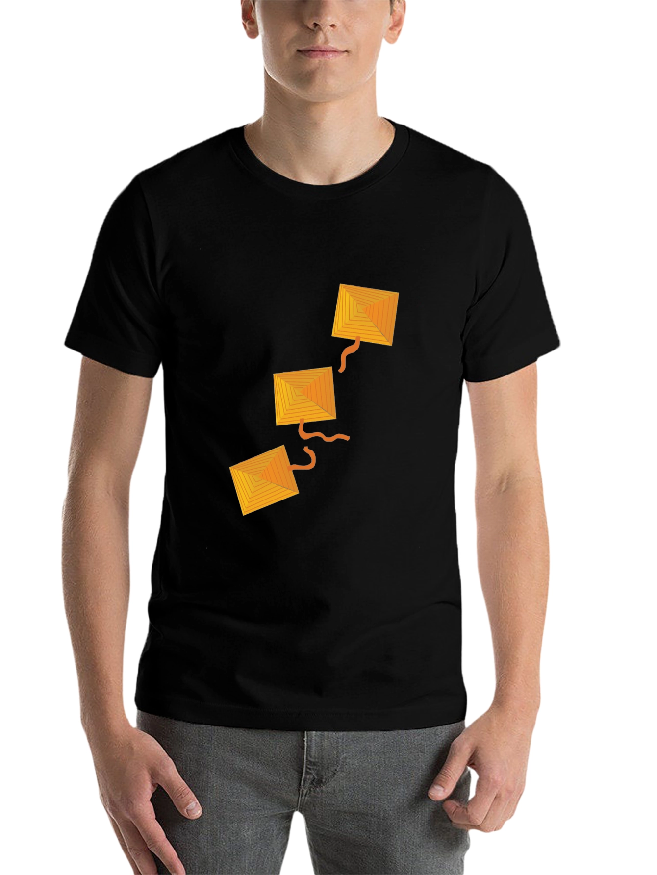 Black Geometric Kite Graphic Black T-Shirt view 7