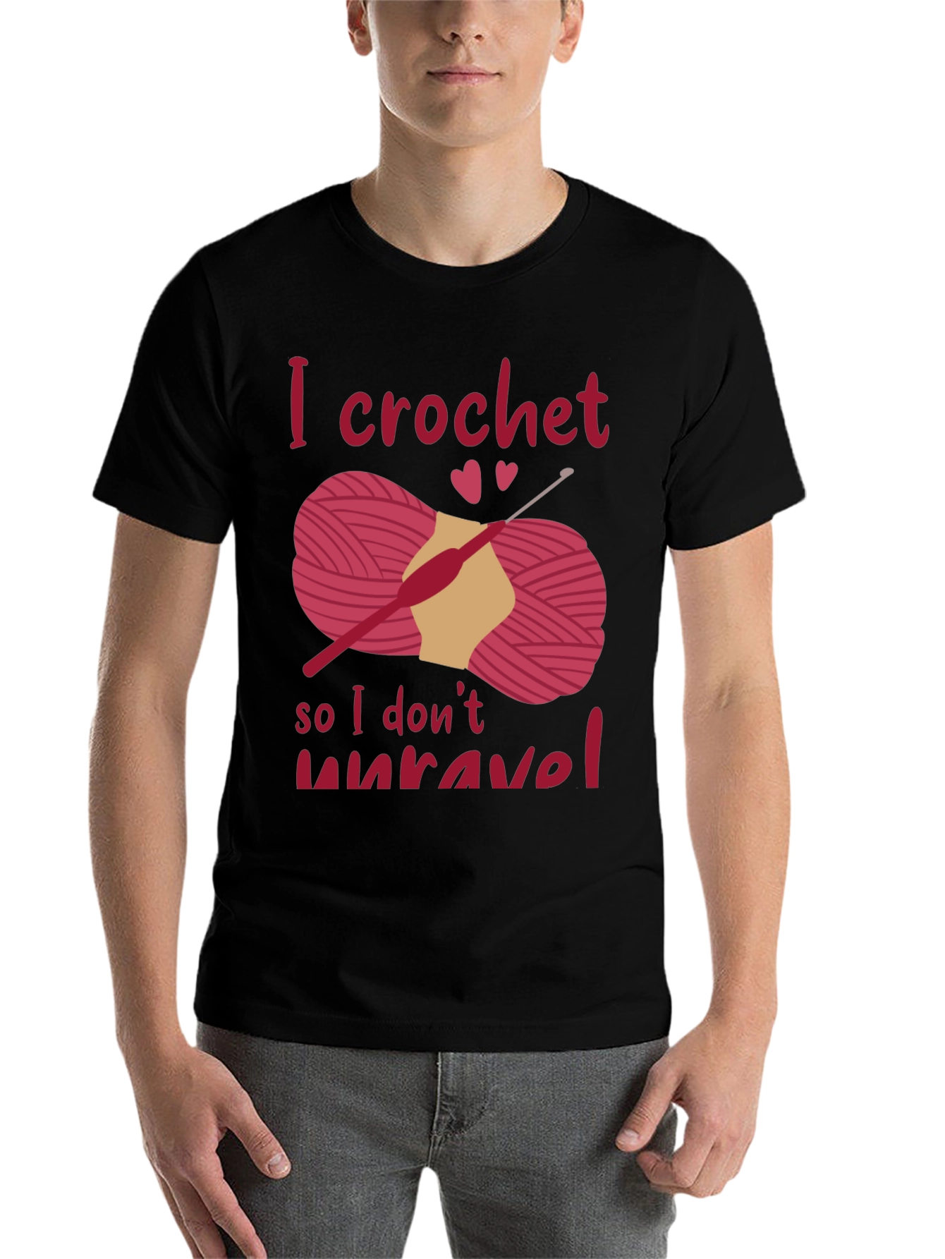 Black I Crochet So I Don't Unravel T-Shirt view 7