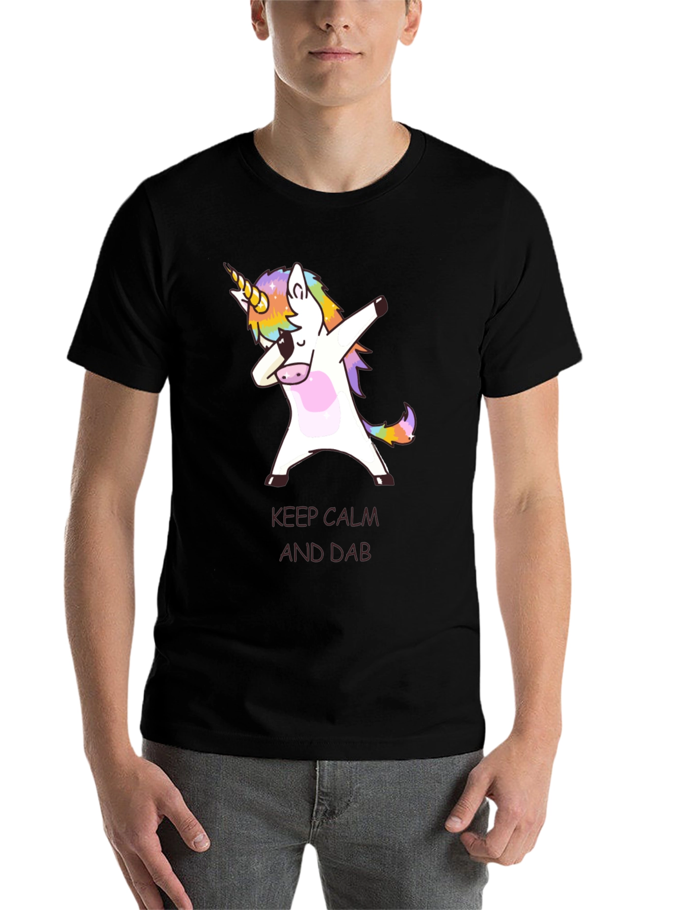 Black Keep Calm and Dab Unicorn T-Shirt  view 7