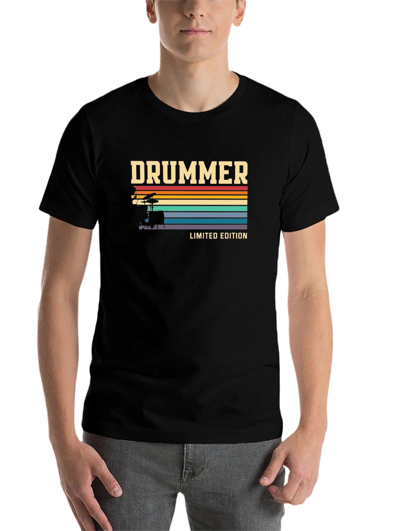 Black Vintage Drummer Limited Edition Graphic T-Shirt view 7