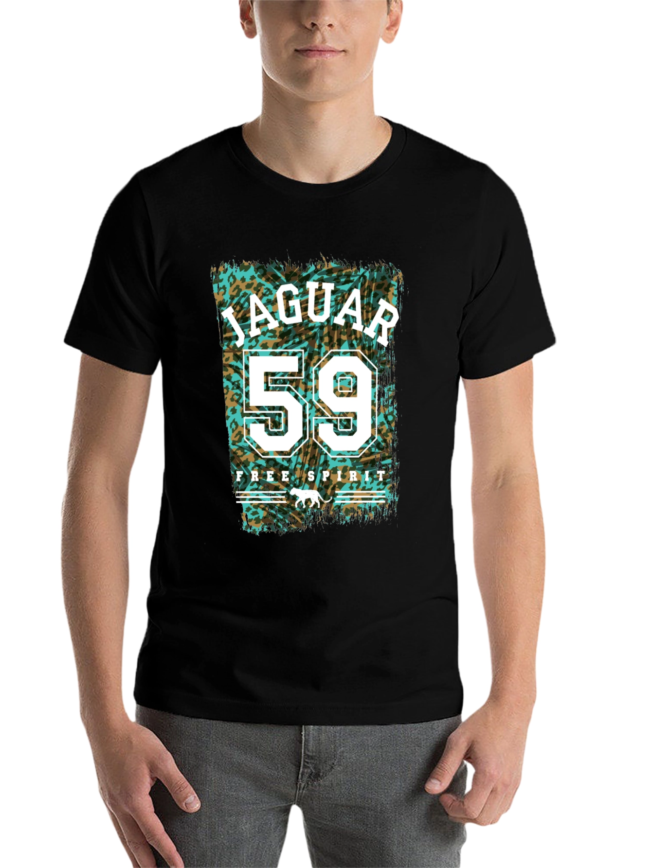 Black Jaguar 59 Free Spirit Graphic Tee - Men's Black T-Shirt view 7