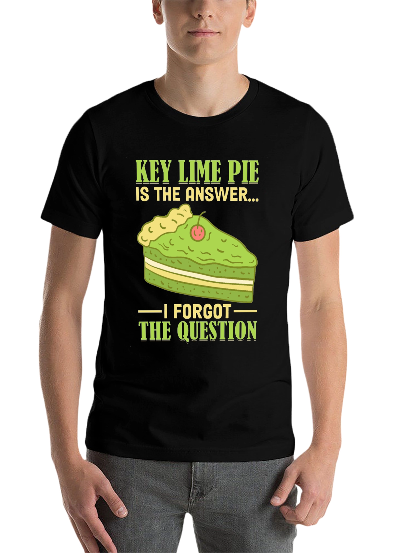 Black Key Lime Pie Answer T-Shirt - Funny Dessert Tee view 7