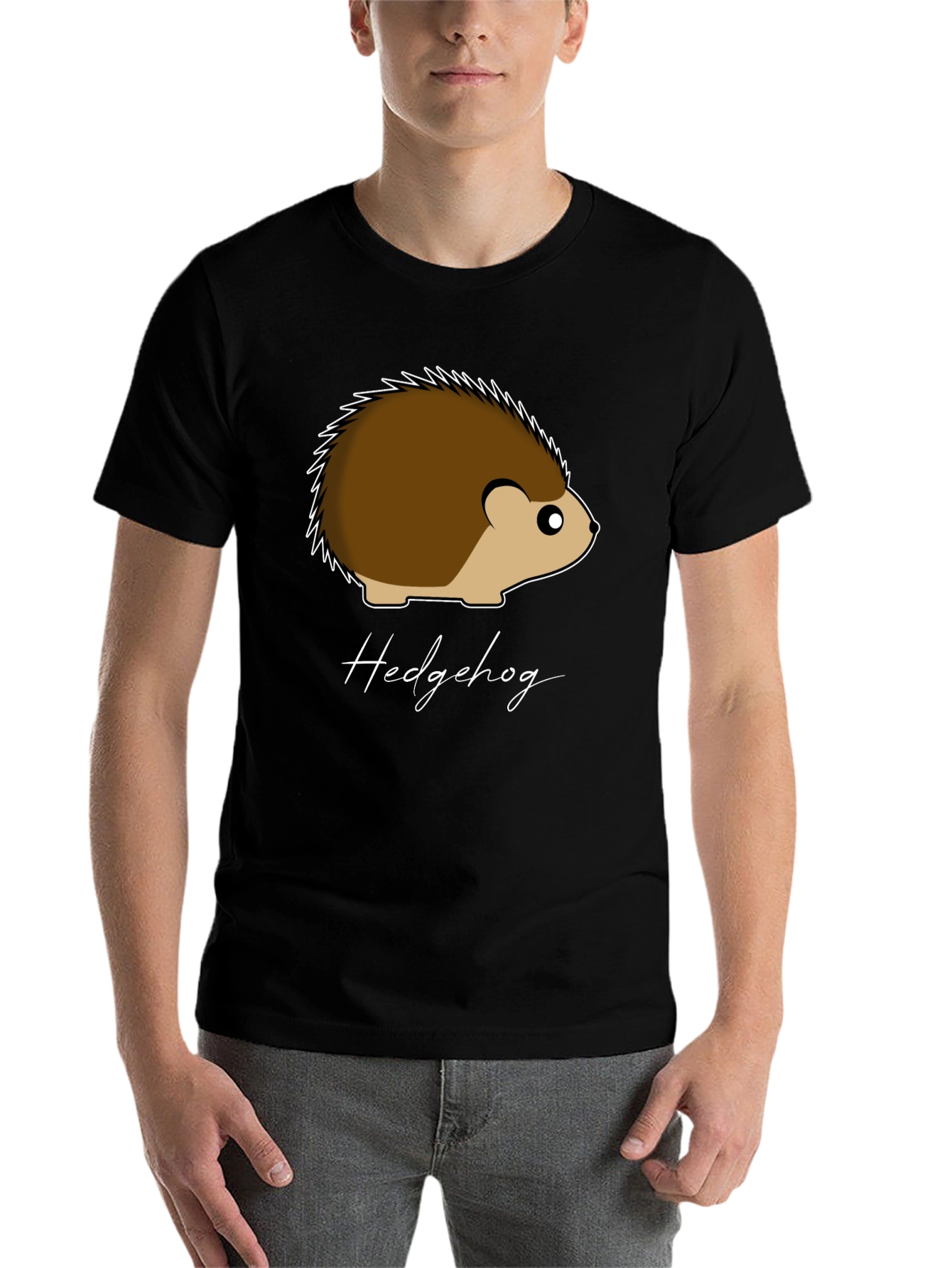 Black Hedgehog Graphic Tee - Soft Cotton Black T-Shirt view 7